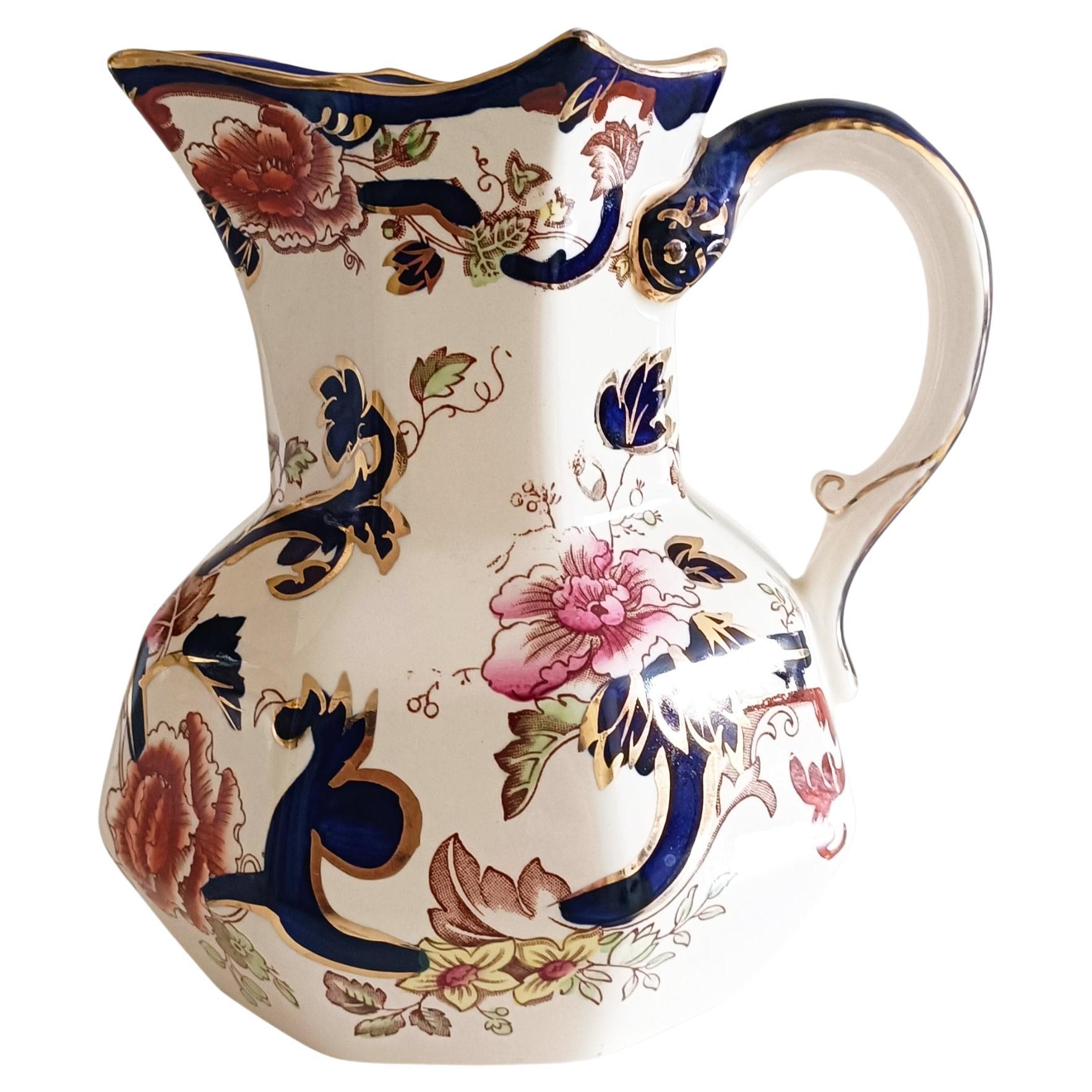 Mason´s Ironstone Hand Decorated China Jug, England Mid 20th C.