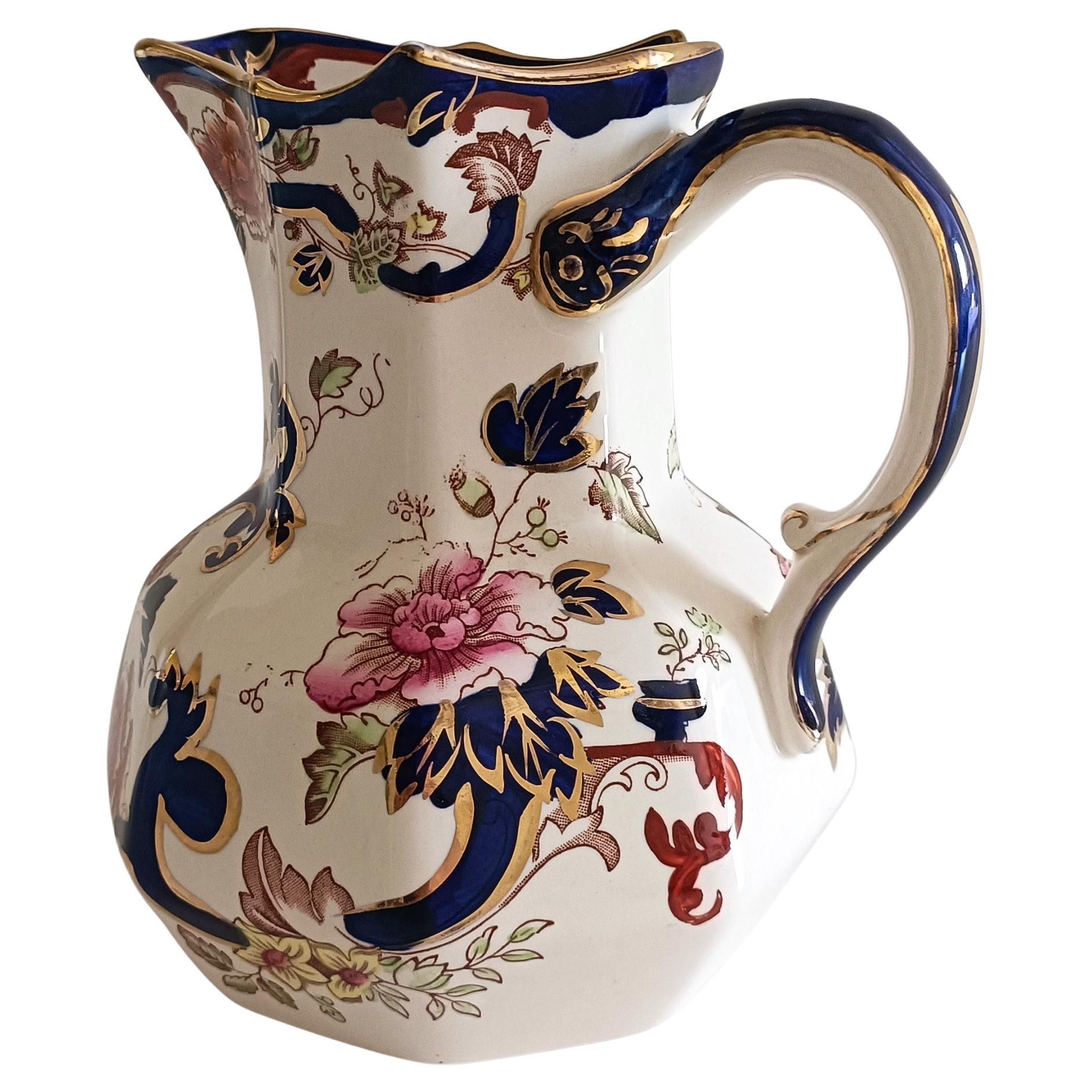 Jarra de porcelana decorada a mano Mason's Ironstone China, Inglaterra Mediados del S. XX Georgiano en venta