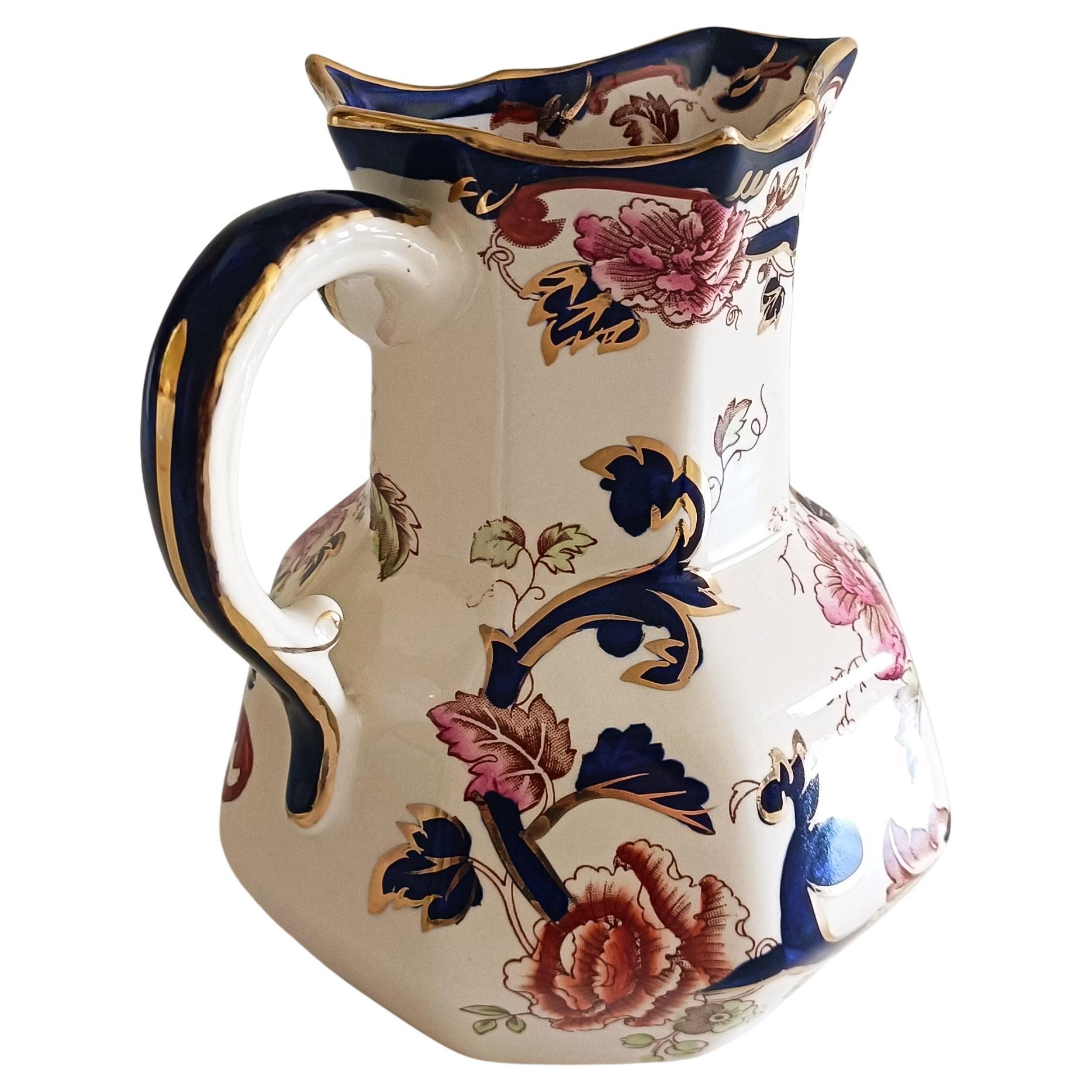 Jarra de porcelana decorada a mano Mason's Ironstone China, Inglaterra Mediados del S. XX Inglés en venta