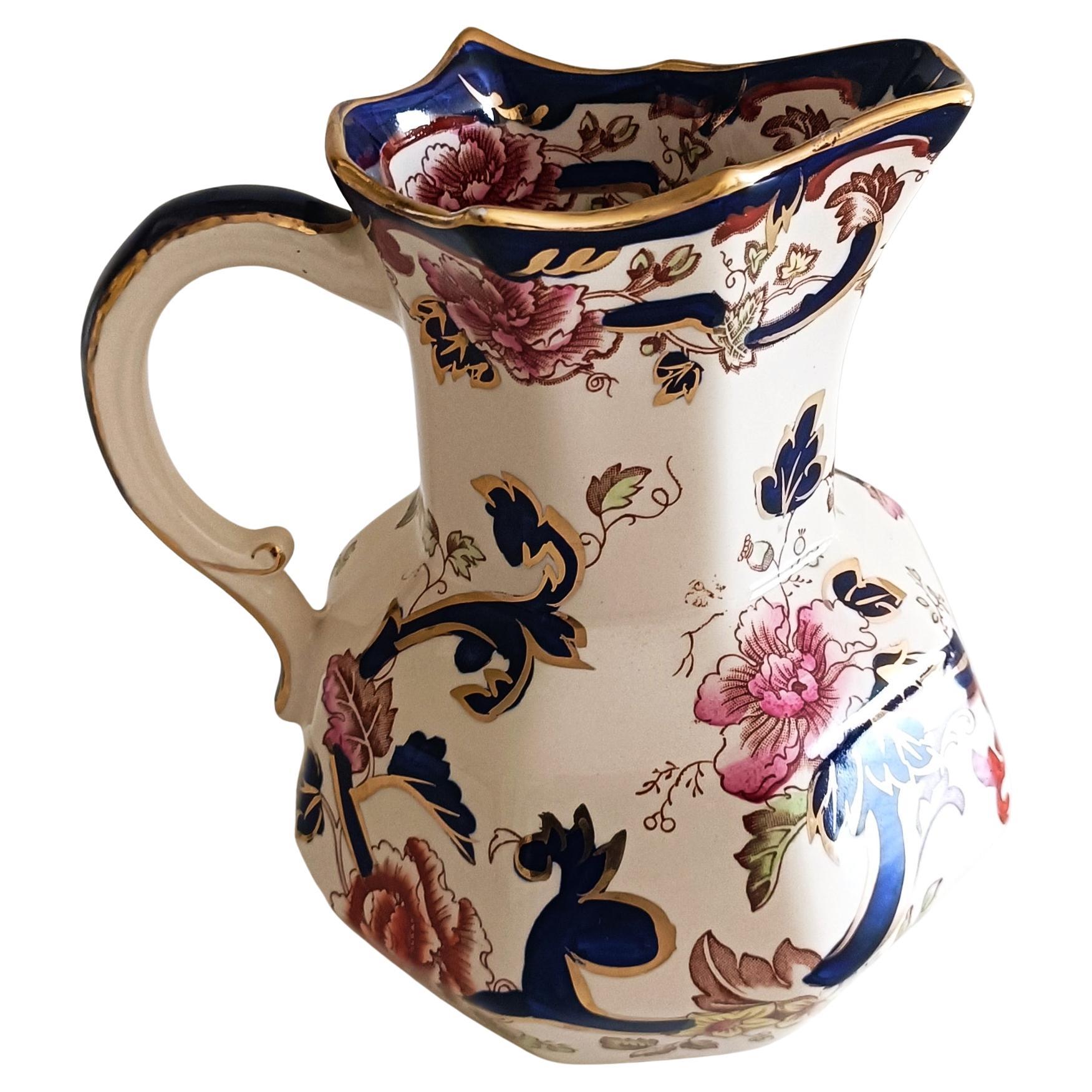 Jarra de porcelana decorada a mano Mason's Ironstone China, Inglaterra Mediados del S. XX en Excelente estado para la venta en Valencia, VC