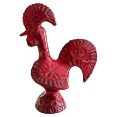 Bitossi By Aldo Londi Red Glaze Ceramic Rooster, Italy, 1960s