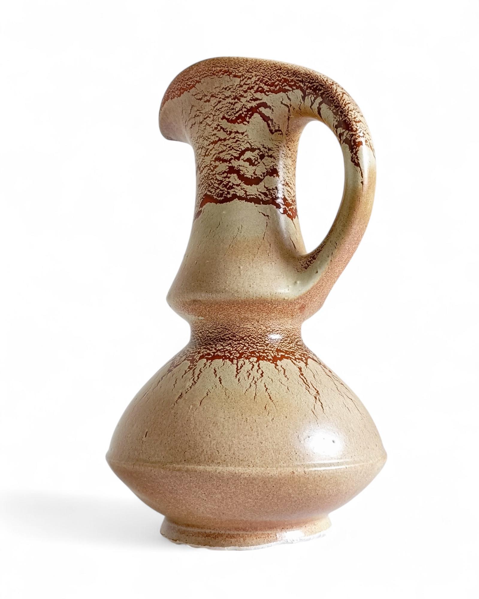 Metà XX secolo Vaso a brocca in ceramica di metà secolo firmato Bertoncello by Roberto Rigon, Italia, anni '60 in vendita