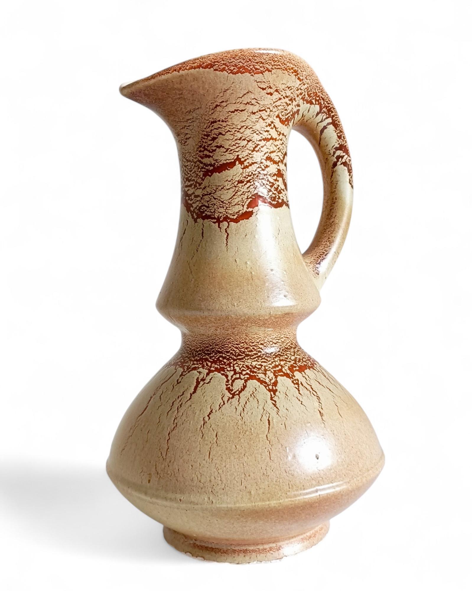 Smaltato Vaso a brocca in ceramica di metà secolo firmato Bertoncello by Roberto Rigon, Italia, anni '60 in vendita