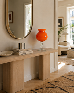 Vaso a calice grande in vetro con rivestimento arancione di Murano, Italia, anni ’70