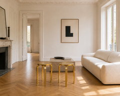 Taburetes IKEA Frosta de los años 90, al estilo de Alvar Aalto, recubiertos de pan de oro