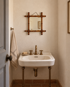 Antique Faux Bamboo Mirror, Bevelled Glass, France, c.1900, Original Patina