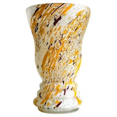Large Clichy Art Glass Vase in Yellow, White & Bordeaux, circa 1900