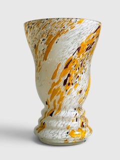 Large Clichy Art Glass Vase in Yellow, White & Bordeaux, circa 1900
