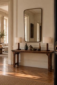 Pair of French Art Deco Wooden Table Lamps Attributed to Charles Dudouyt