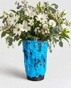 Charles Cart Émaux du Cyclope Turquoise Textured Ceramic Vase, France, 1960s