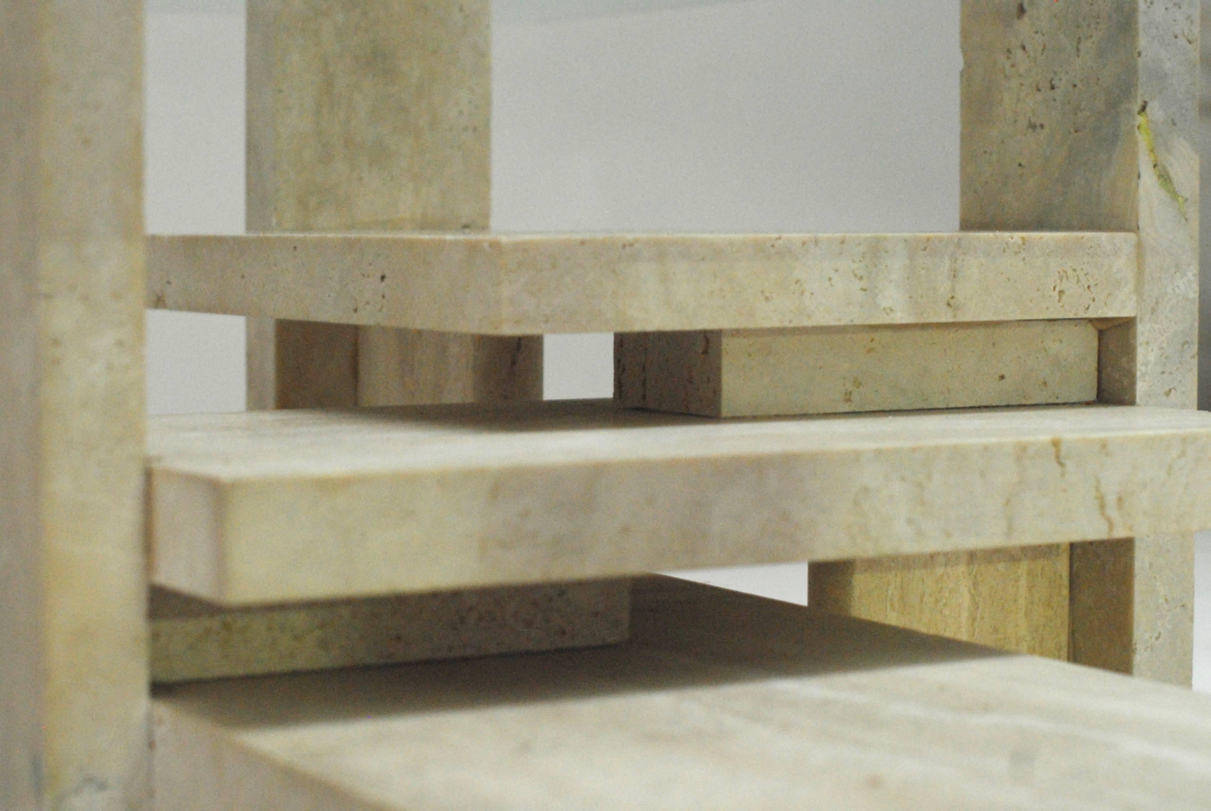Constructivist Travertine Coffee Table In Excellent Condition For Sale In Antwerp, BE