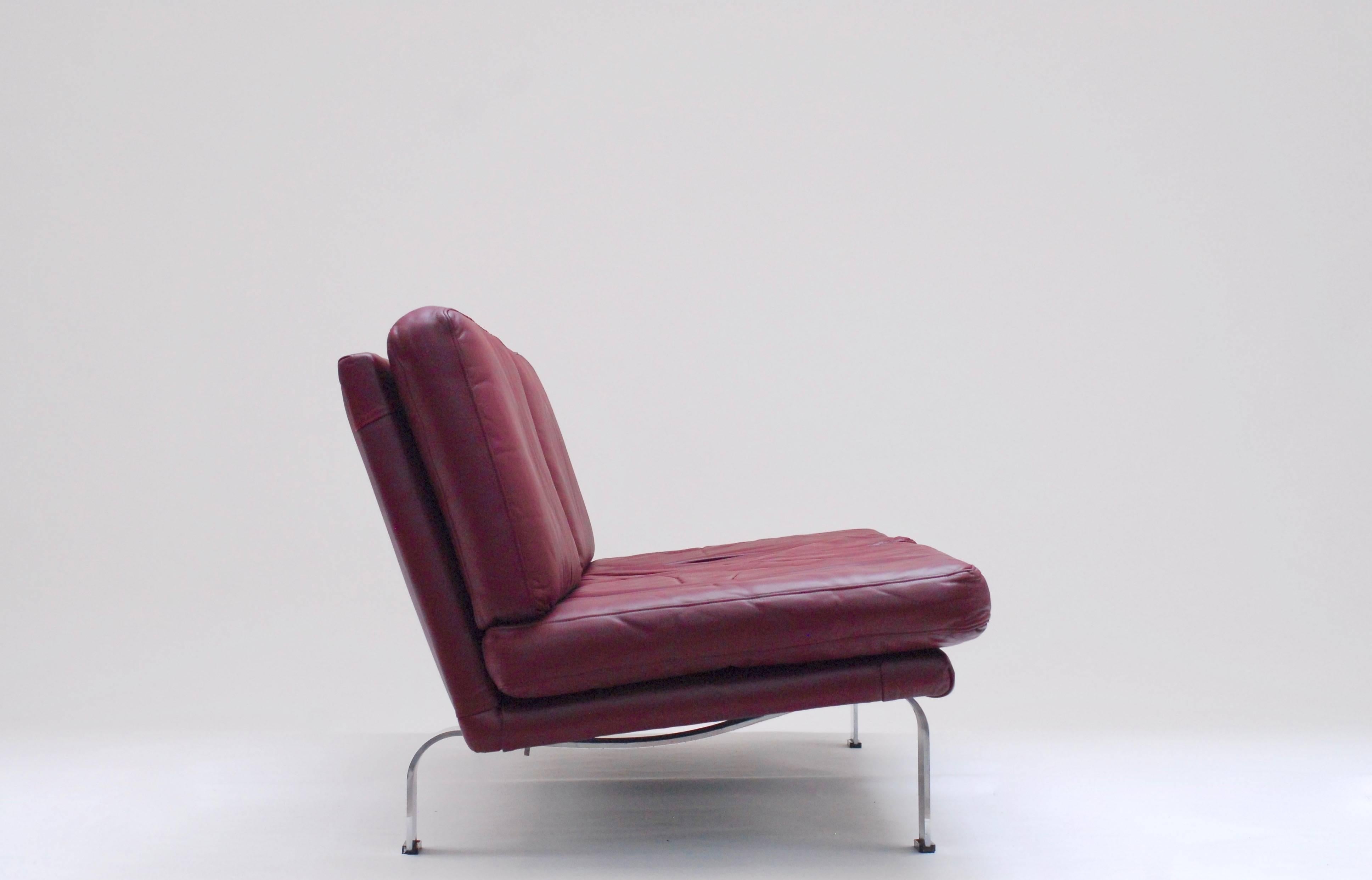 1960 Italian Leather Sofa Attributed Tito Agnoli For Sale 1