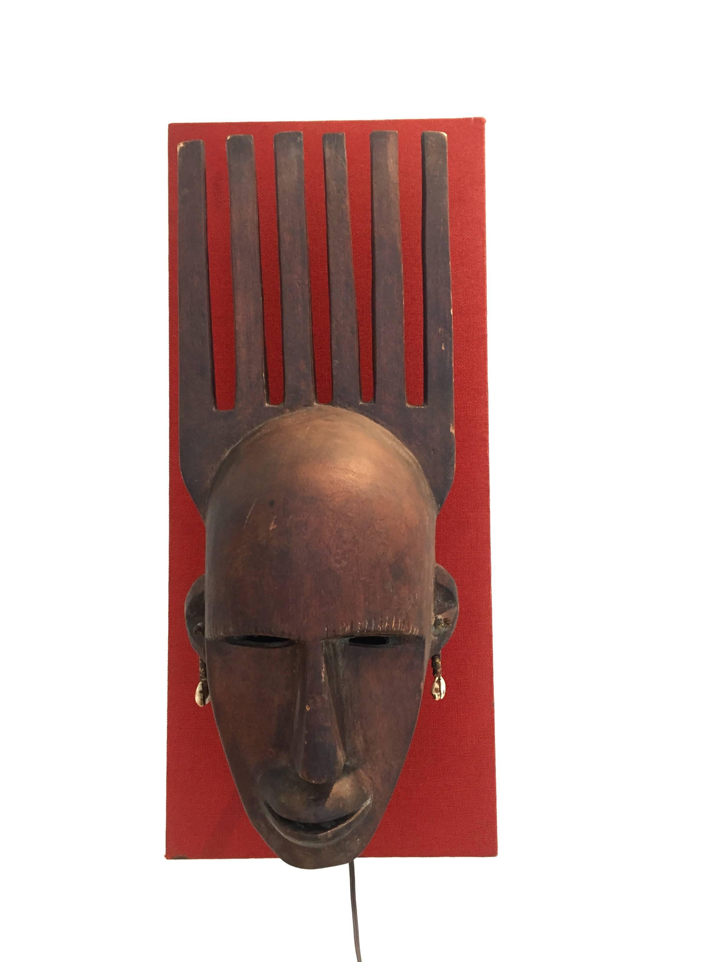Tribal 1950 African Sculpture or Wall Light For Sale