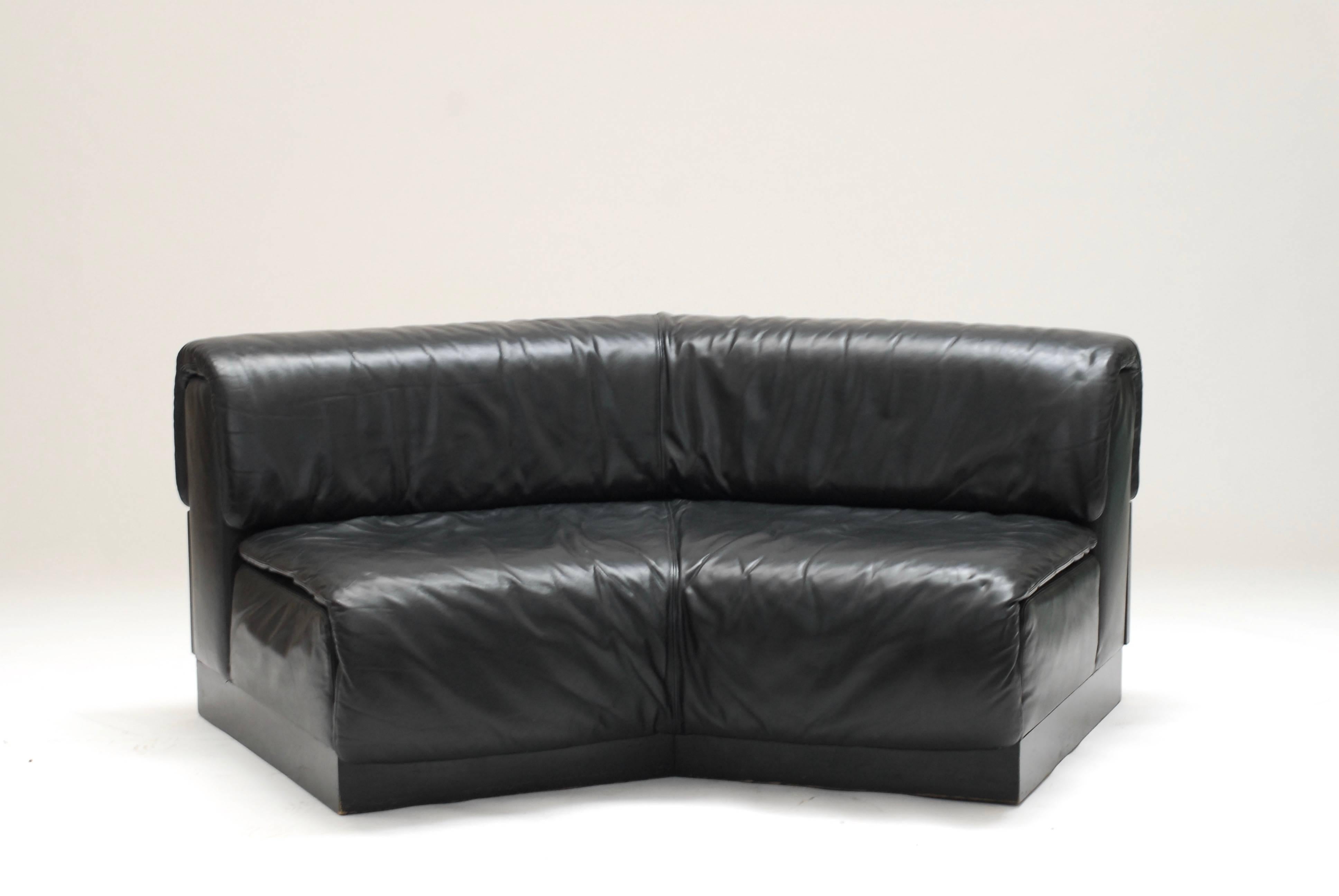 Painted Durlet 1970 Curved Leather Sofa For Sale