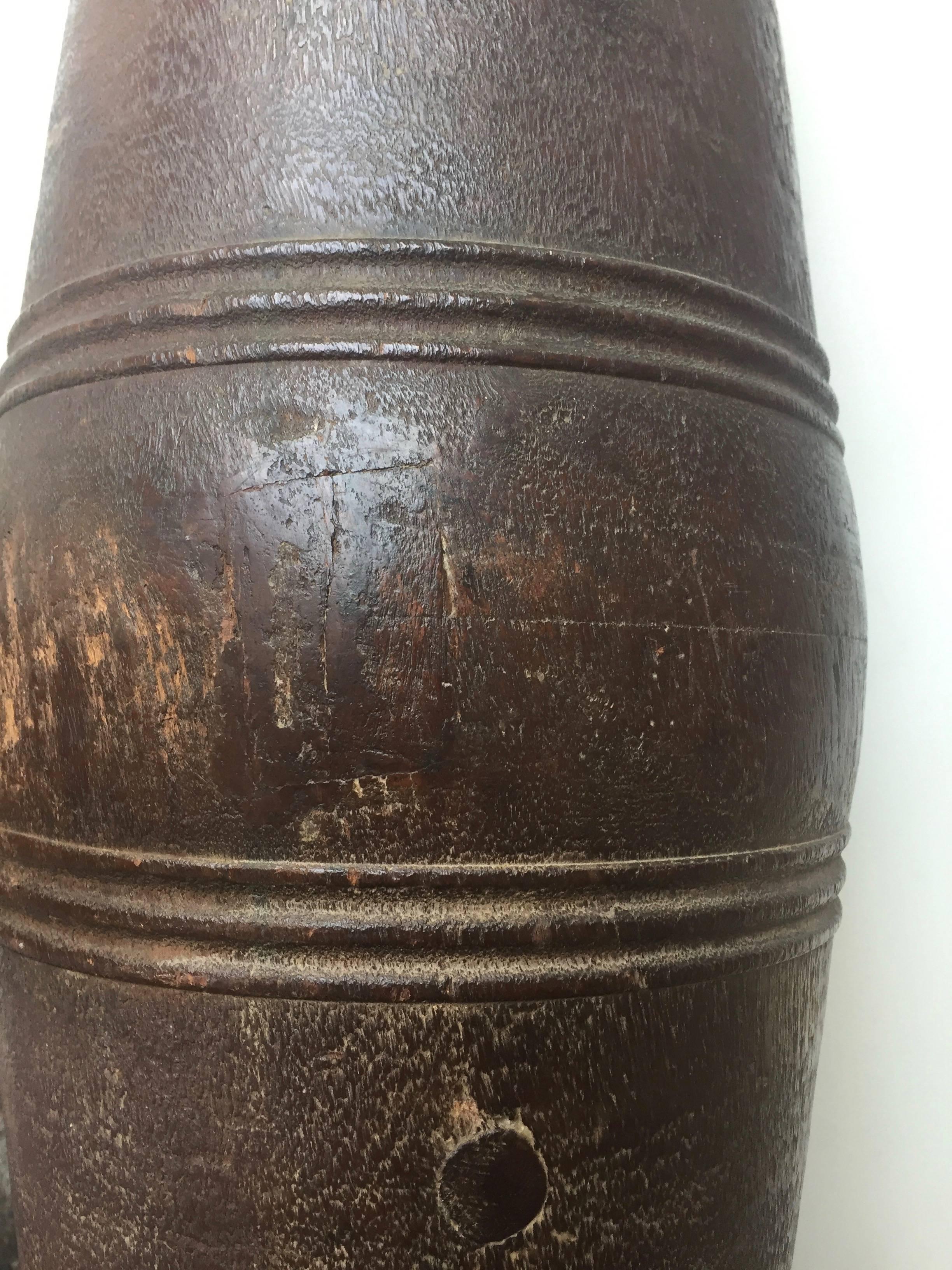 Minimalist Hand-Carved African Tribal Drum For Sale 3