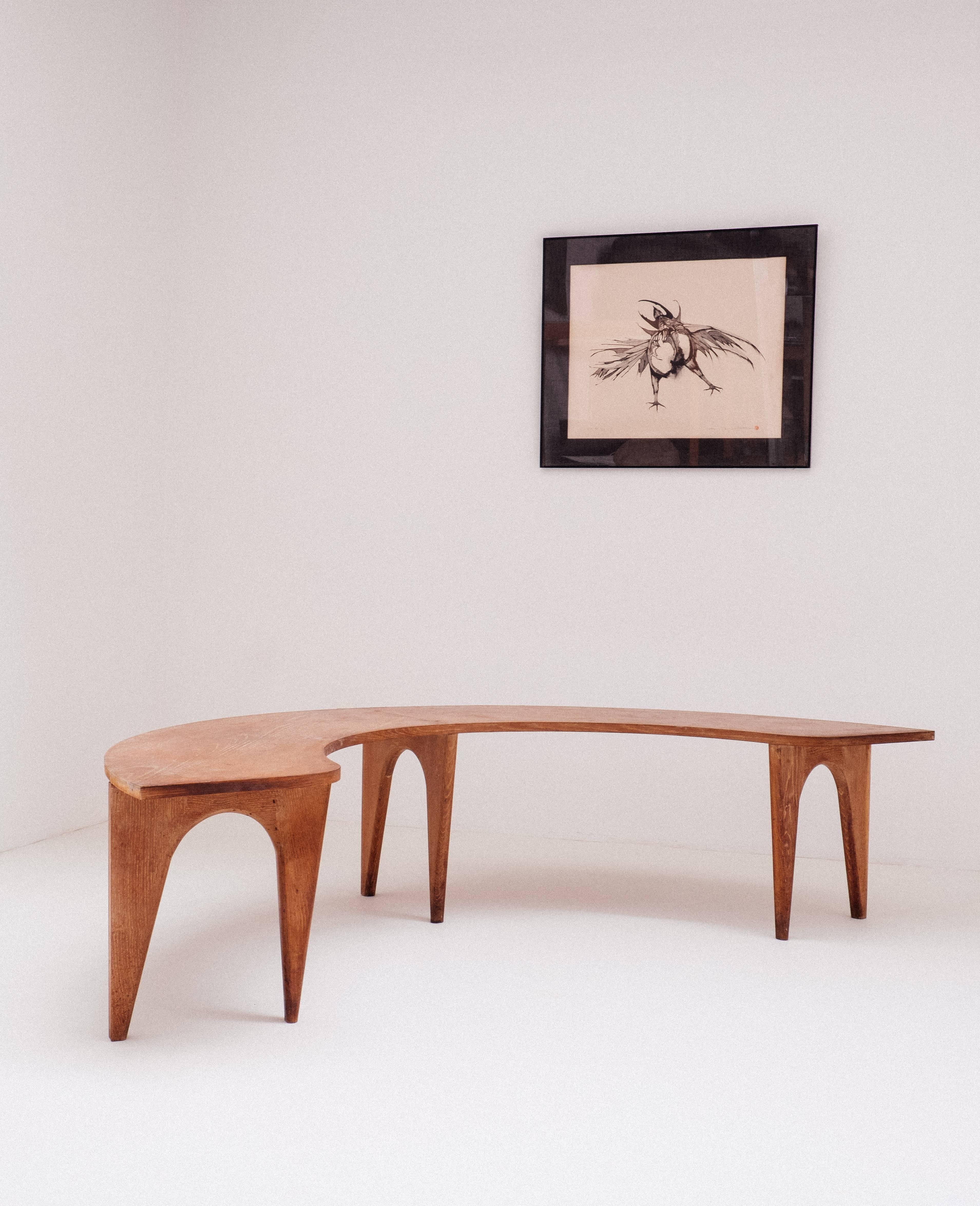 1954 Unique and Custom-Made Dining Room Bench In Excellent Condition For Sale In Antwerp, BE