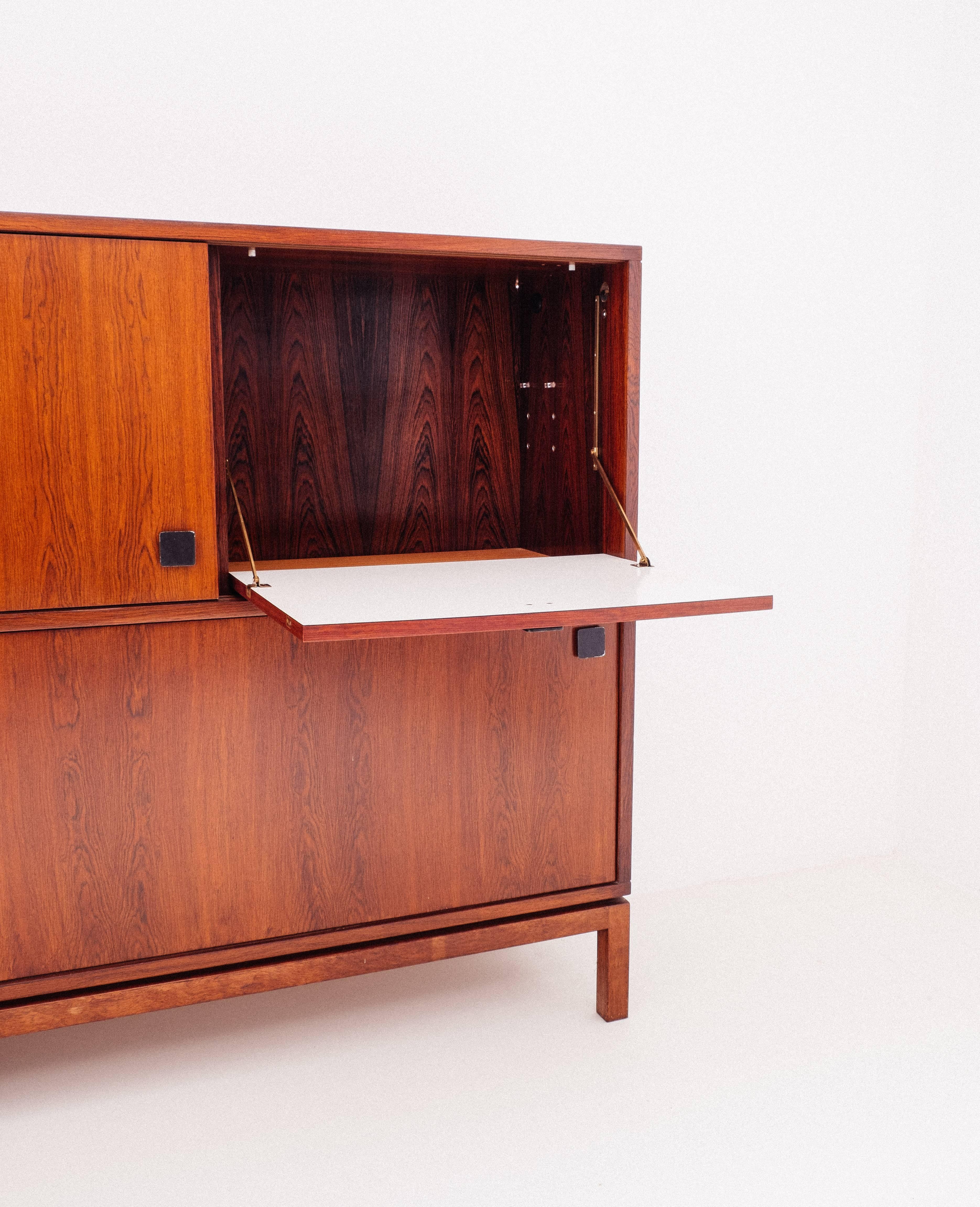 Belgian 1964 Modernist Rosewood Extra Large High Cabinet by Alfred Hendrickx for Belform For Sale