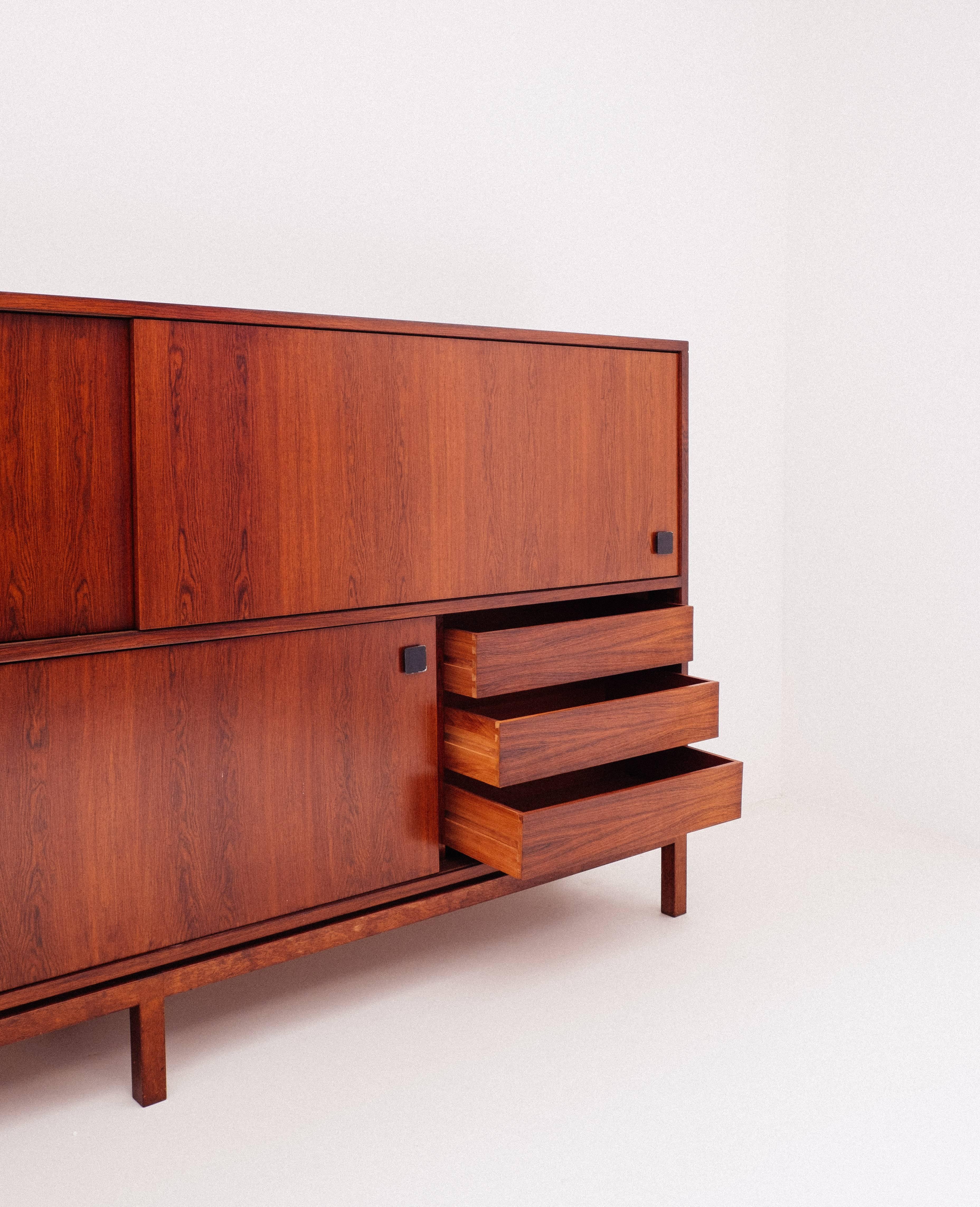 Veneer 1964 Modernist Rosewood Extra Large High Cabinet by Alfred Hendrickx for Belform For Sale