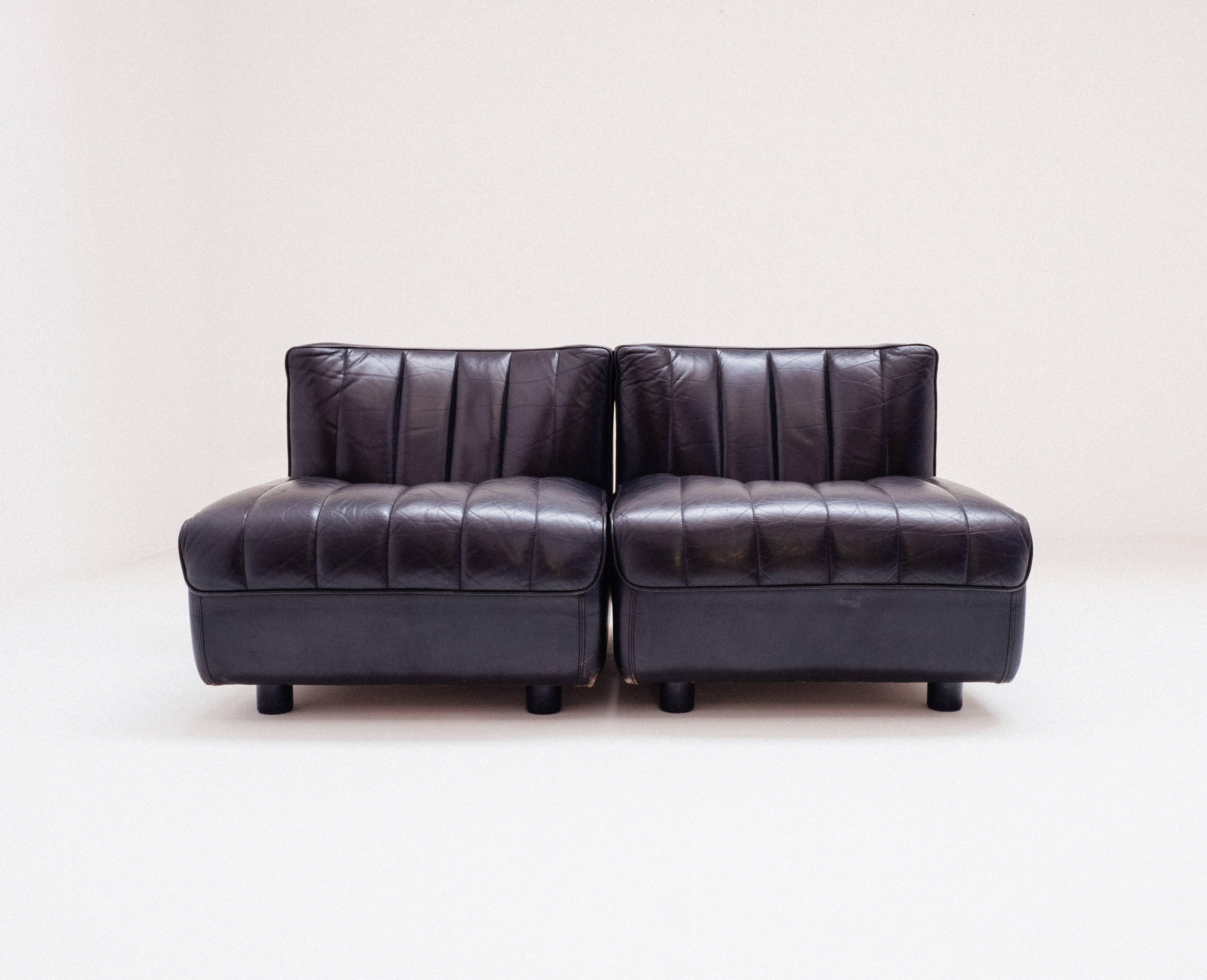 Mid-20th Century Pair of 1968 Tito Agnoli Leather Easy Chairs Series 9000 for Arflex For Sale