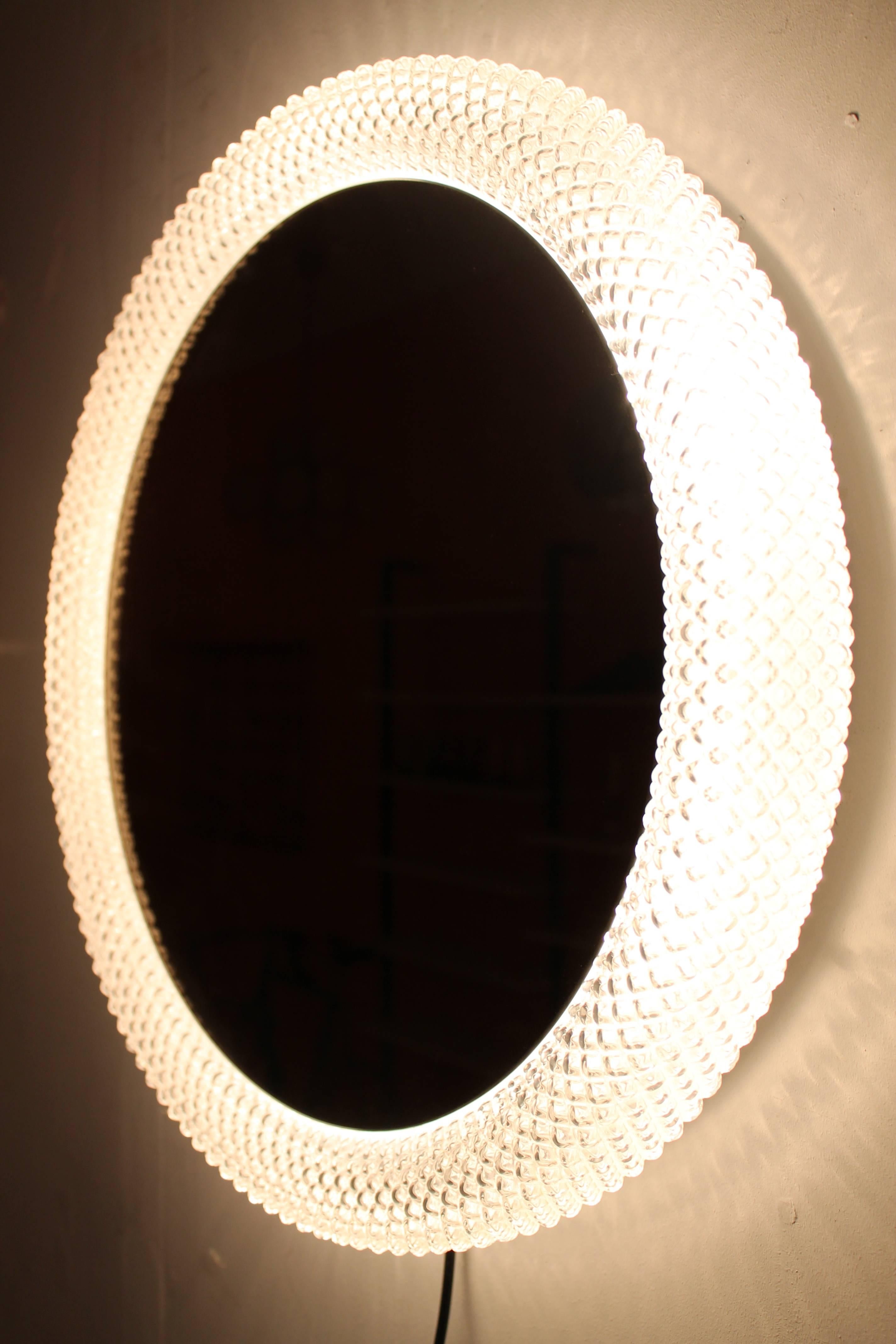 Glass Lighted Mirror by Limburg, Germany, 1960s