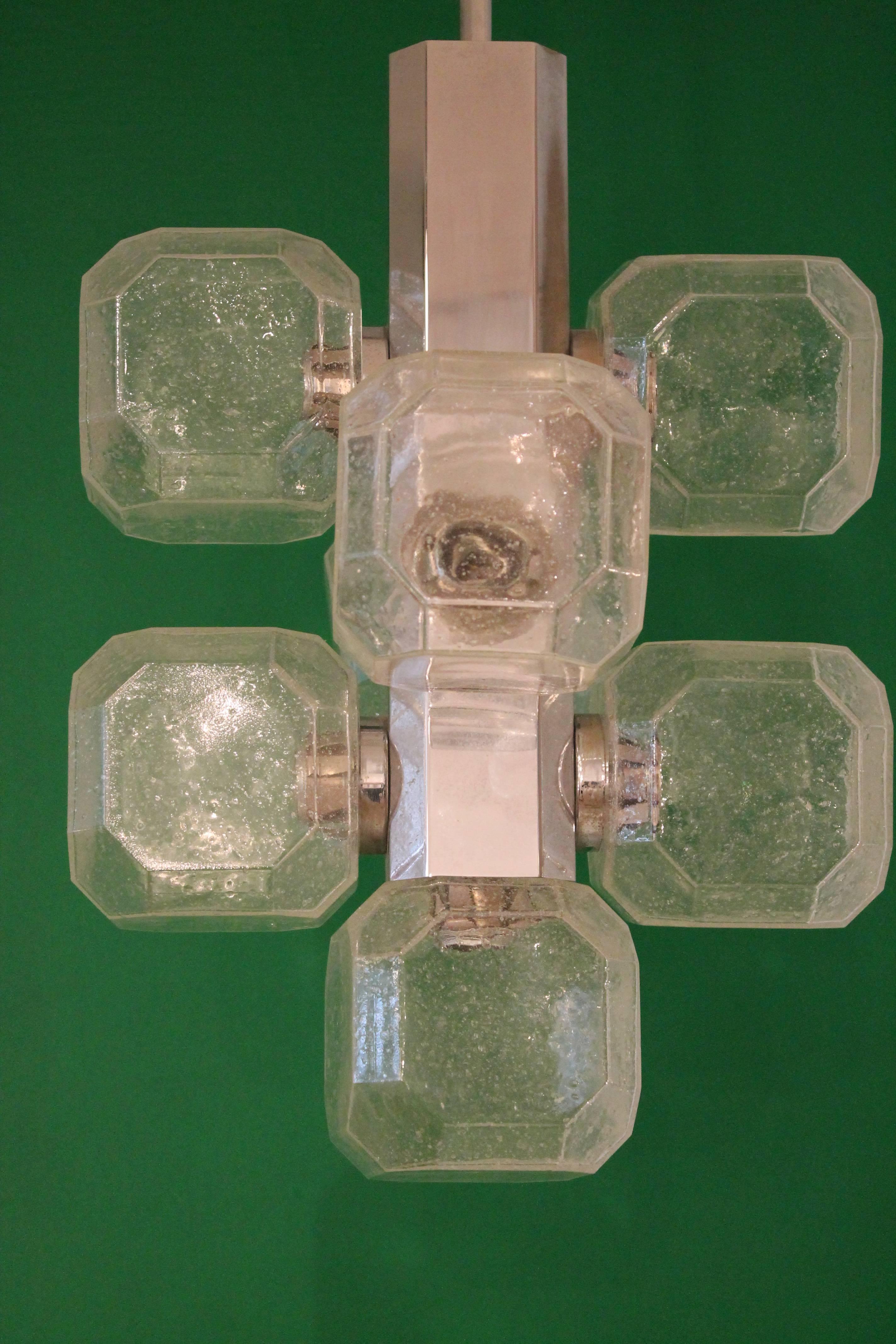Mid-Century Modern Sciolari Chandelier Glass Cubic, Italy, 1960s For Sale