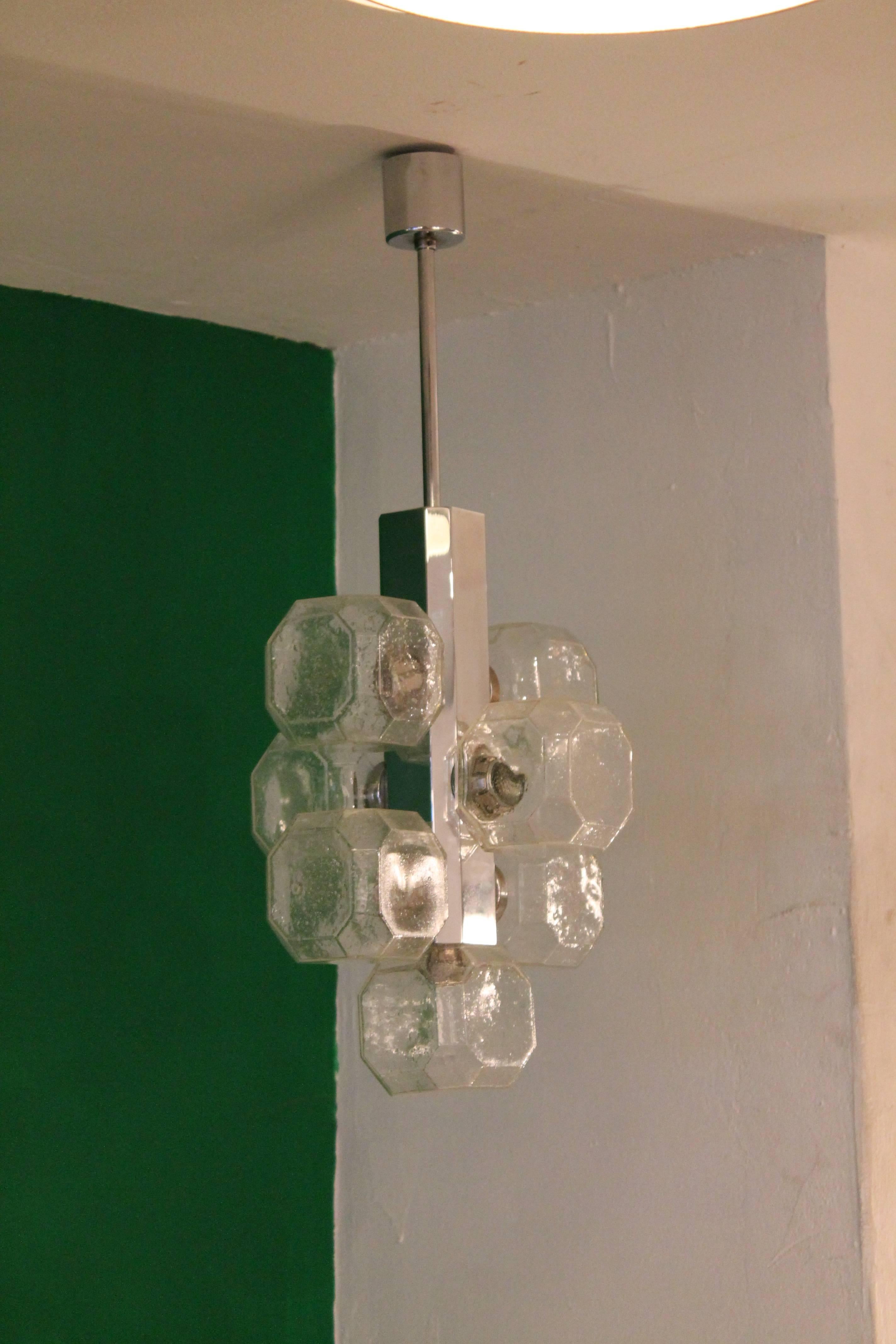 Italian Sciolari Chandelier Glass Cubic, Italy, 1960s For Sale