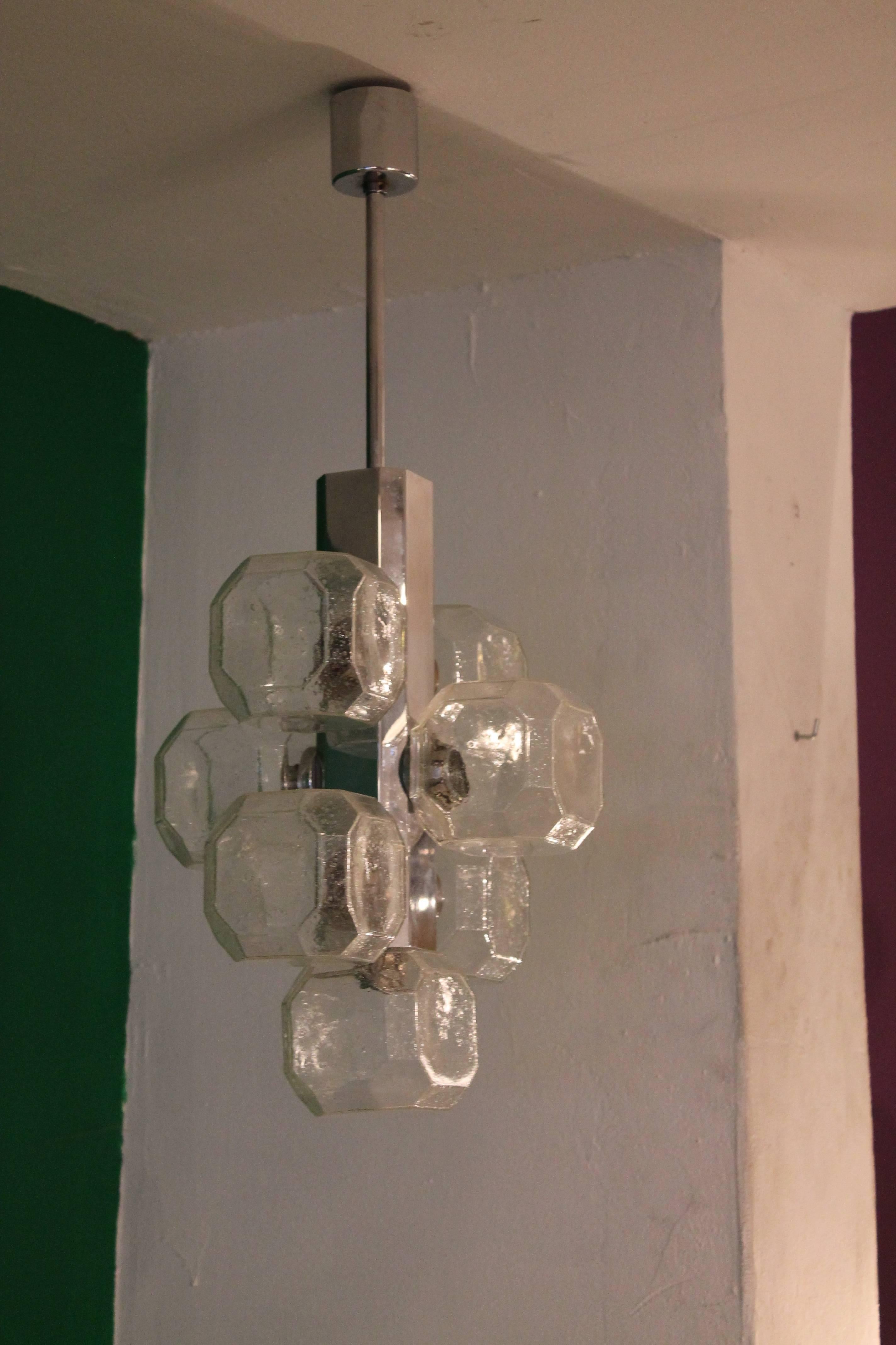 Sciolari Chandelier Glass Cubic, Italy, 1960s In Good Condition For Sale In Antwerp, BE