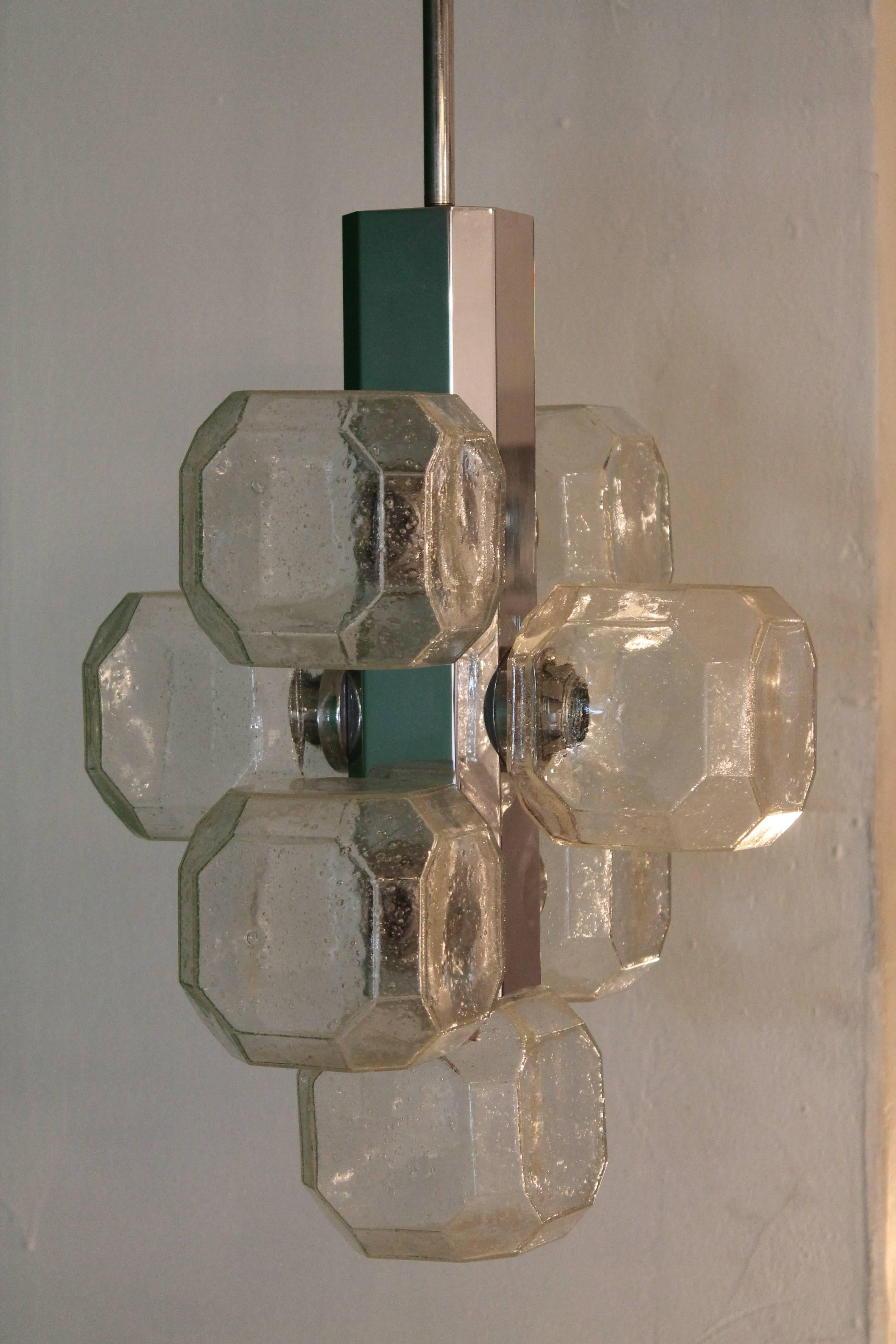 Mid-20th Century Sciolari Chandelier Glass Cubic, Italy, 1960s For Sale