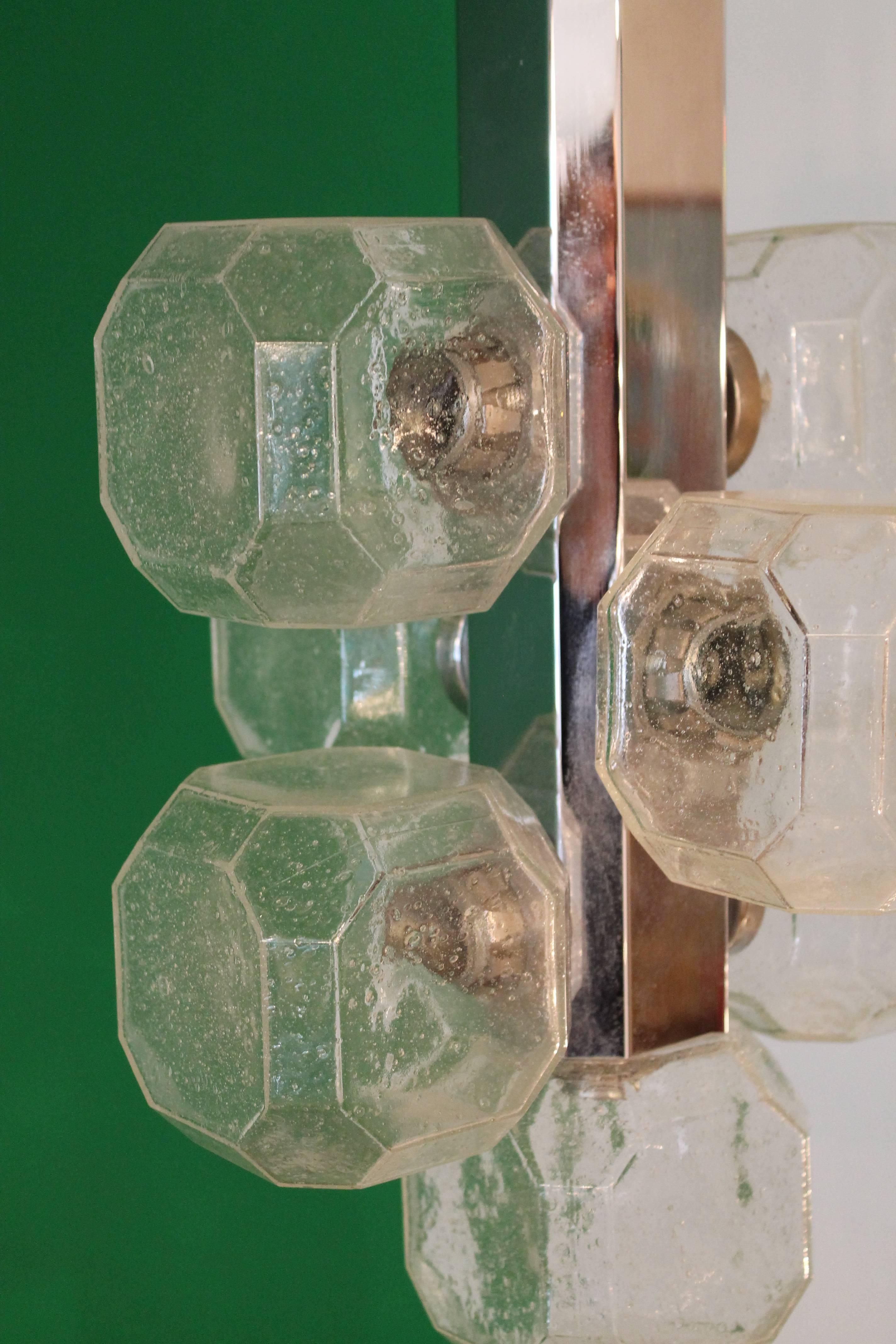 Sciolari Chandelier Glass Cubic, Italy, 1960s For Sale 2