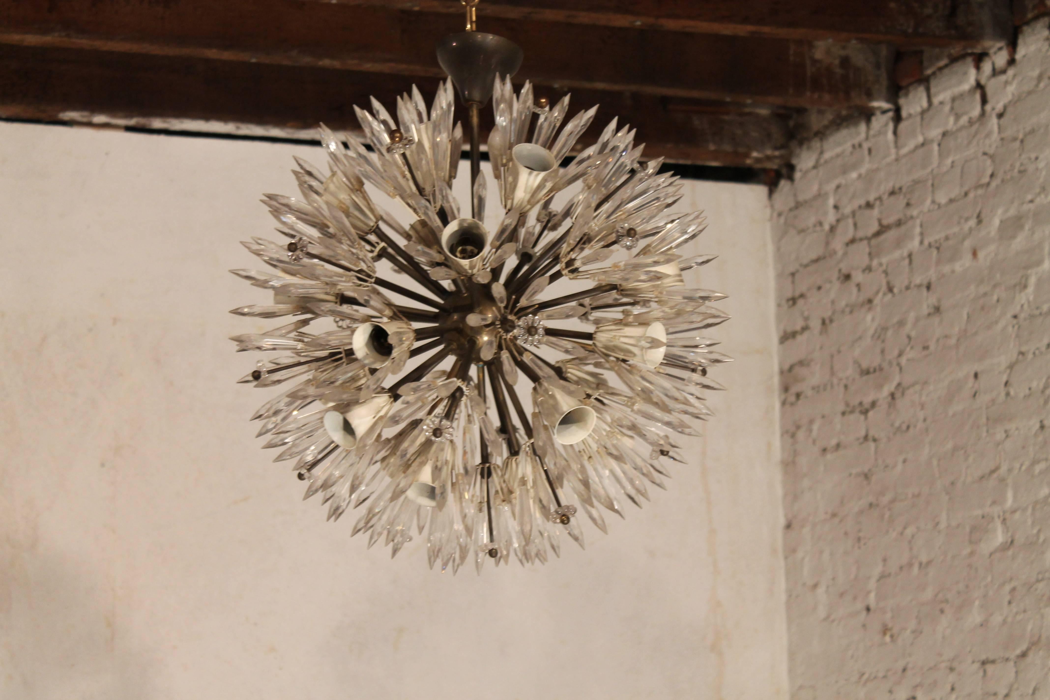 Mid-Century Modern Emil Stejnar Snowflake Sputnik Chandelier