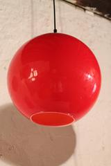 Six Opaline Glass Ball Pendants Attributed to Vistosi, Italy, 1960s
