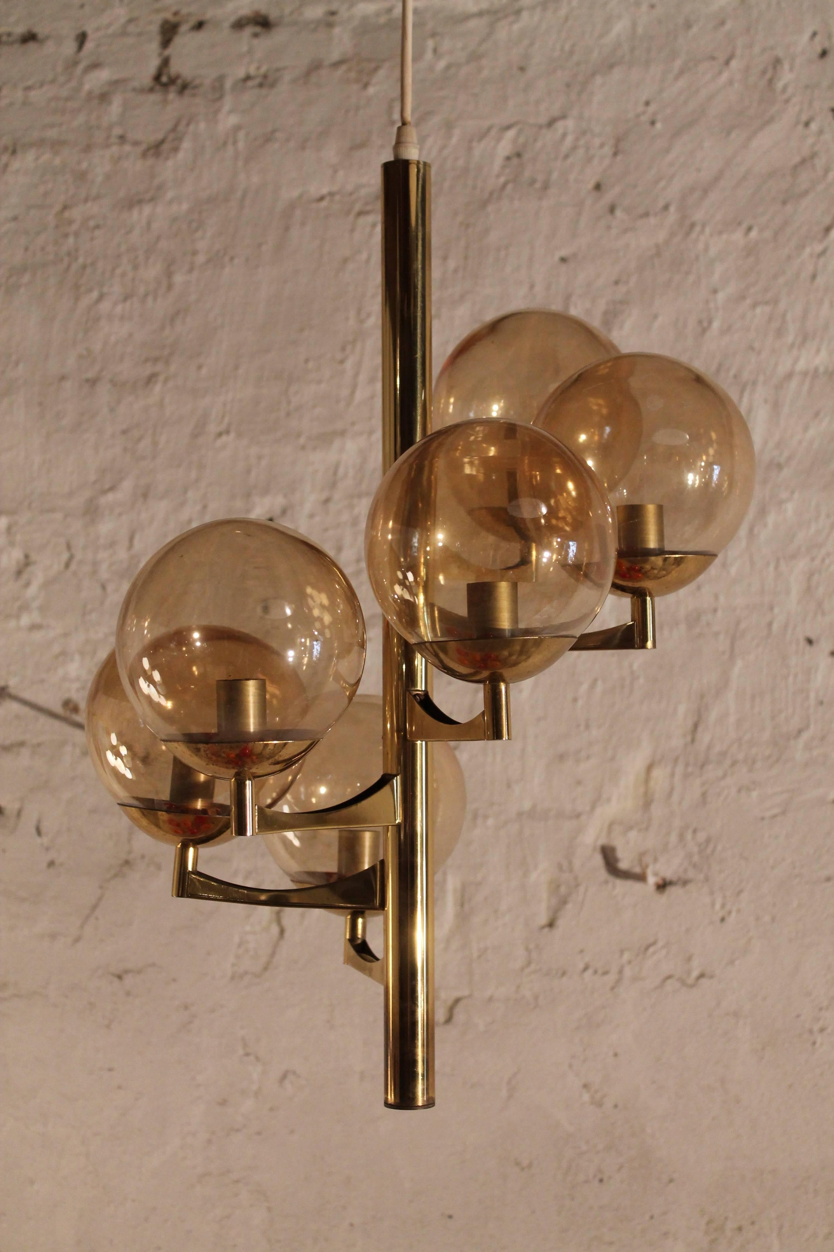 Mid-Century Modern Glass Ball Chandelier by Hans-Agne Jacobsen, 1960s For Sale