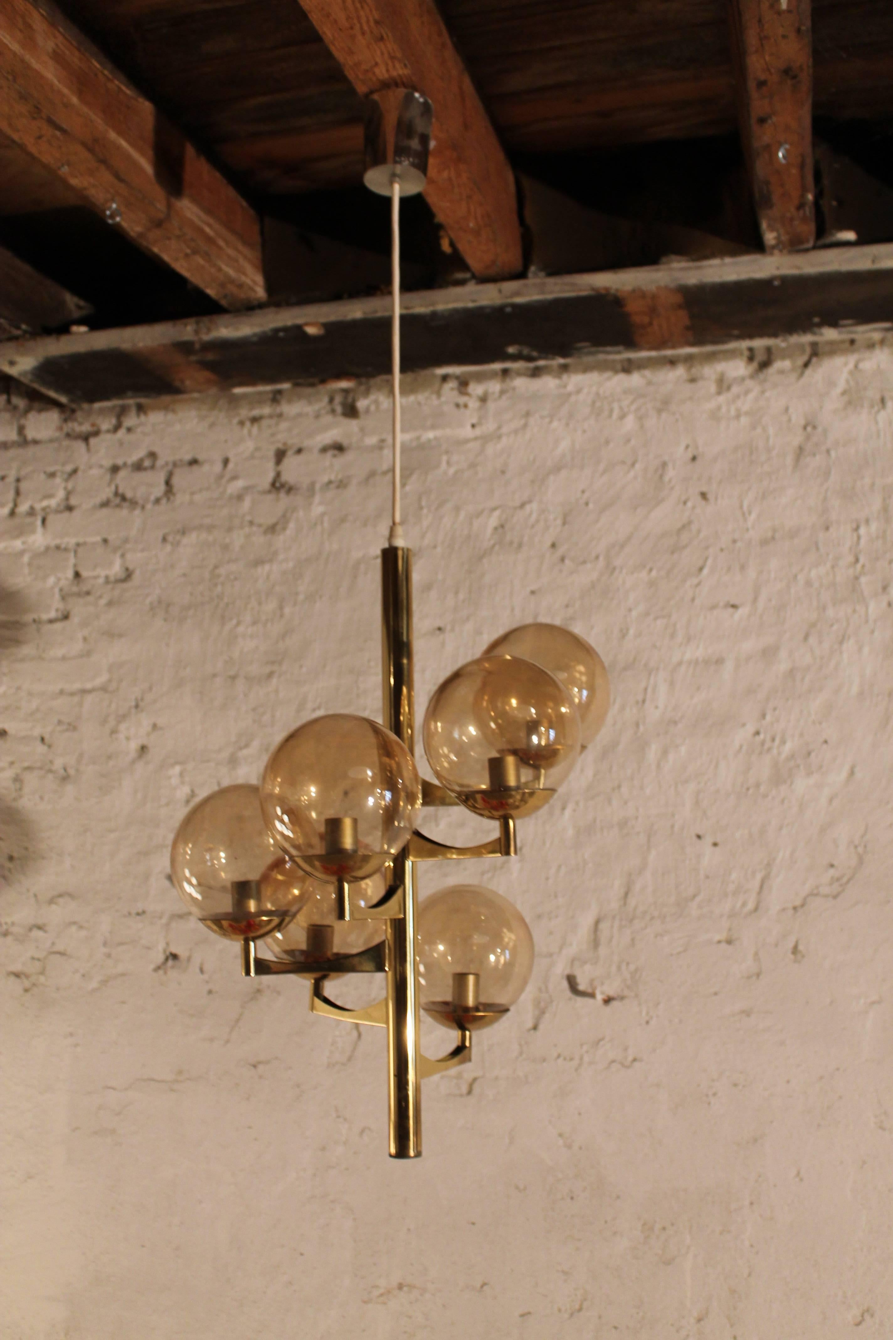 Glass Ball Chandelier by Hans-Agne Jacobsen, 1960s In Good Condition For Sale In Antwerp, BE