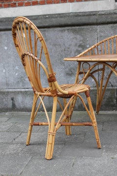 Bamboo Ladies Desk and Chair, France, 1950s