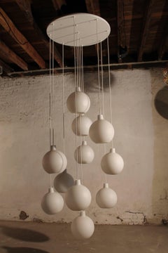 Extra Large Glass Ball Chandelier by Louis Poulsen, Denmark, 1960s