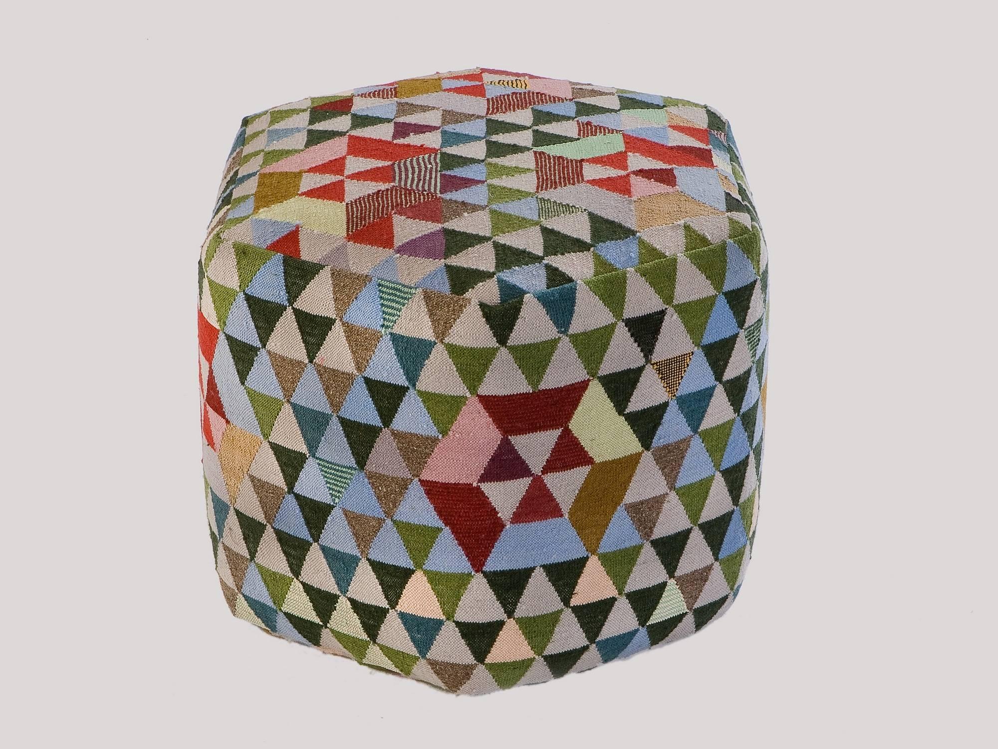 Contemporary 'Triangles' Pouf by Bertjan Pot for Golran - Modern Kelim Technique