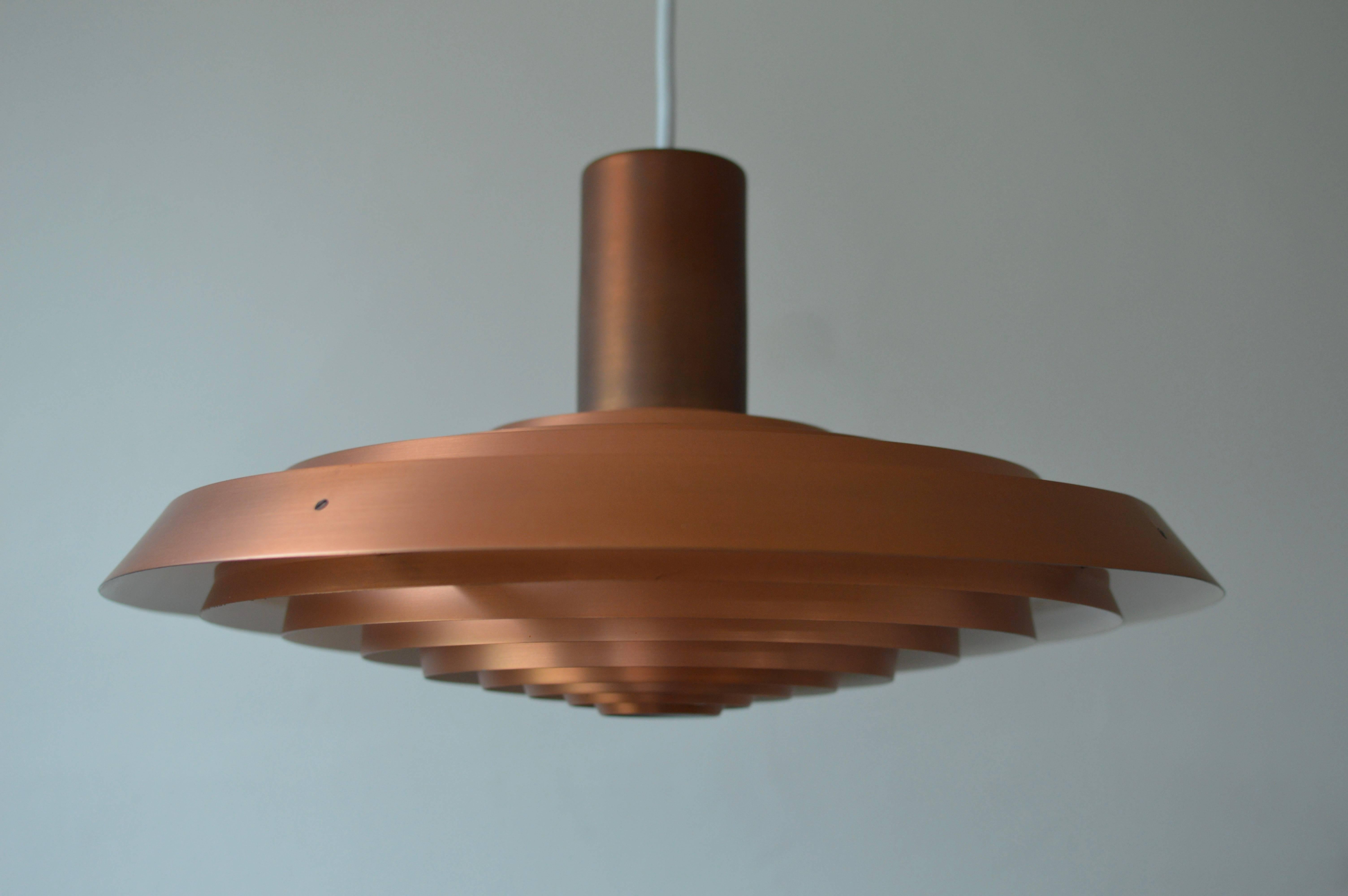 Scandinavian Modern Copper Poul Henningsen, Louis Poulsen 1958 Langelinie Plate Lamp