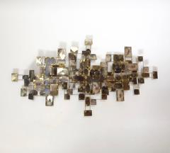 Large Brass 1969 Abstract Curtis Jere Wall Sculpture