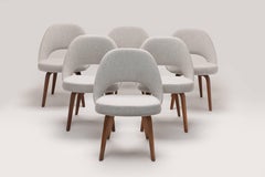 Six Vintage Knoll Saarinen Executive Chairs with Wooden Legs