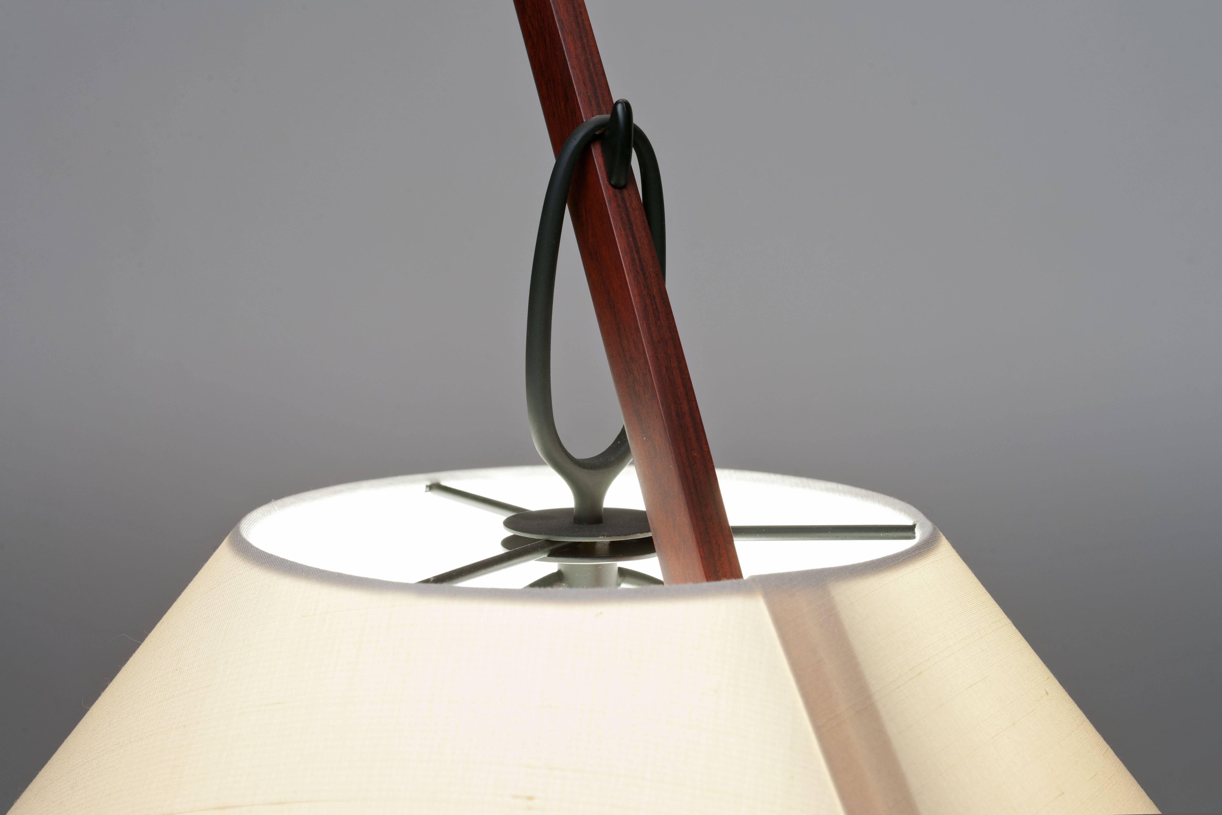 Austrian Rosewood and Black Brass 'Dornstab' Floor Lamp by Kalmar, Austria 