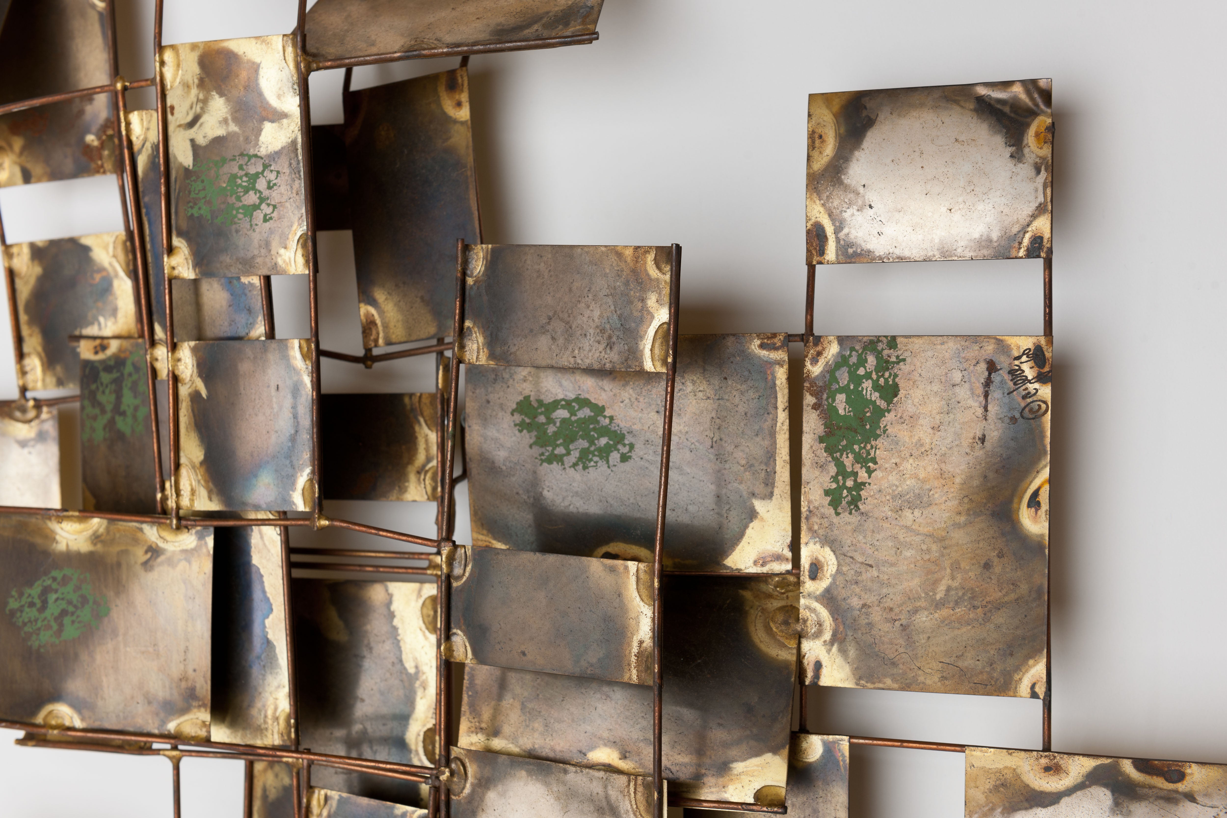 Vintage Curtis Jere Brass Labyrinth Wall Mounted Sculpture, C Jere, Vintage Curtis Jere Brass Labyrinth Wall Mounted Sculpture, C Jere,