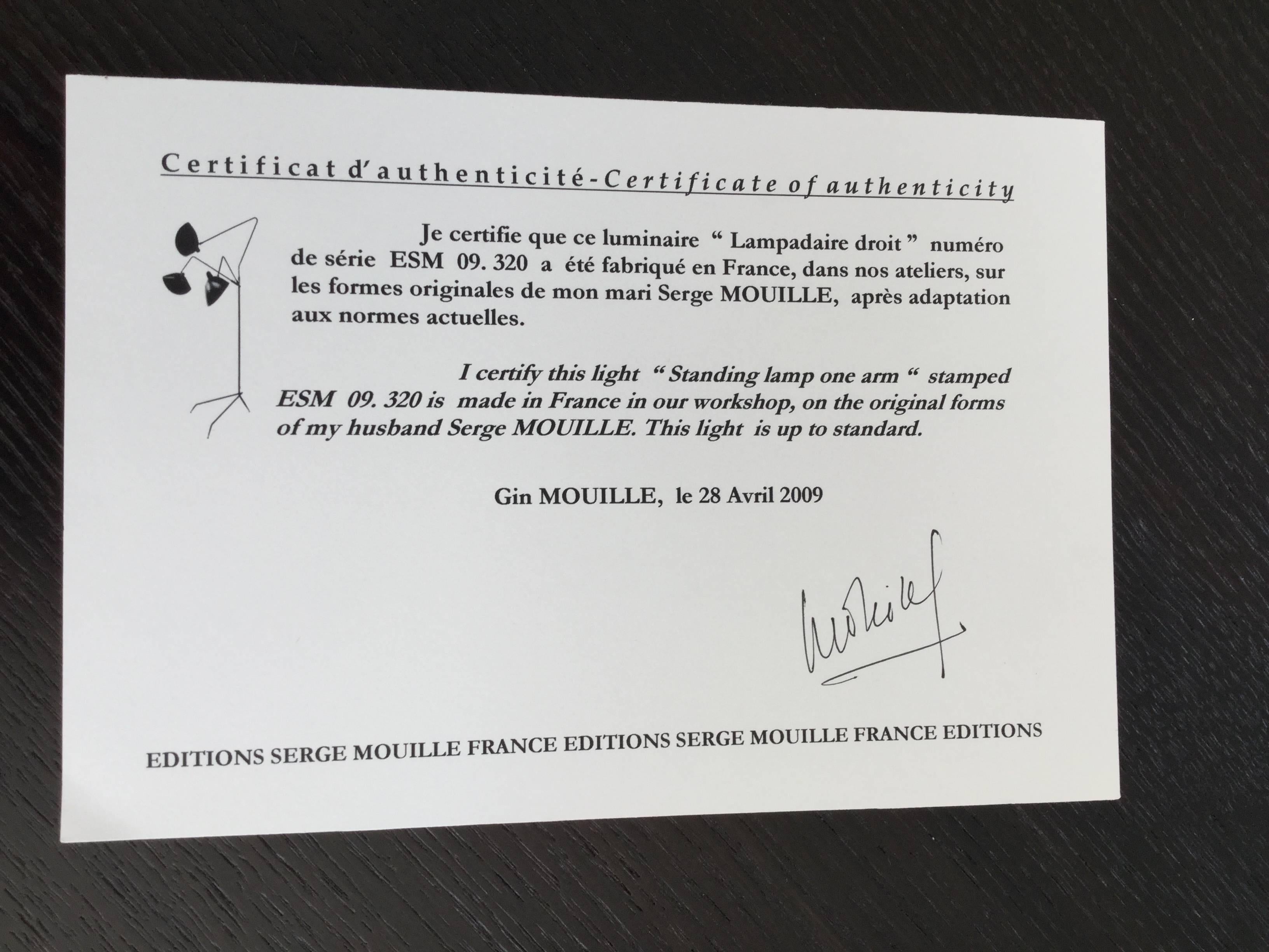 Aluminum Serge Mouille 'Lampadaire Droit' Floor Lamp 'Numbered & Certificate'