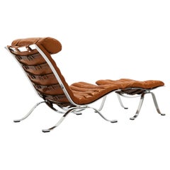 Arne Norell Ari Lounge Chair & Ottoman, New Cognac Leather