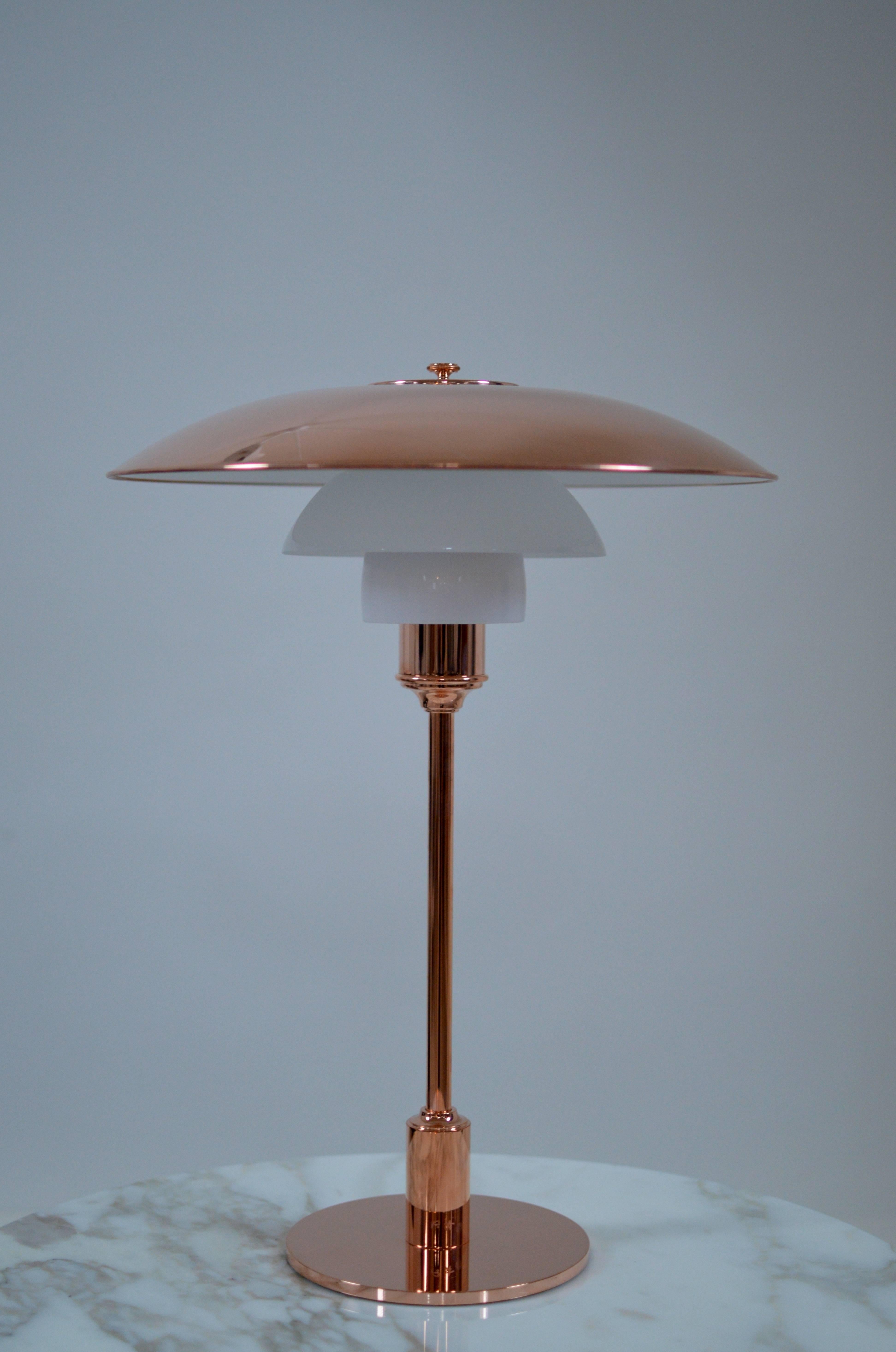 Limited Edition PH 3½-2½ Copper and Glass Table Lamp In Excellent Condition In Utrecht, NL