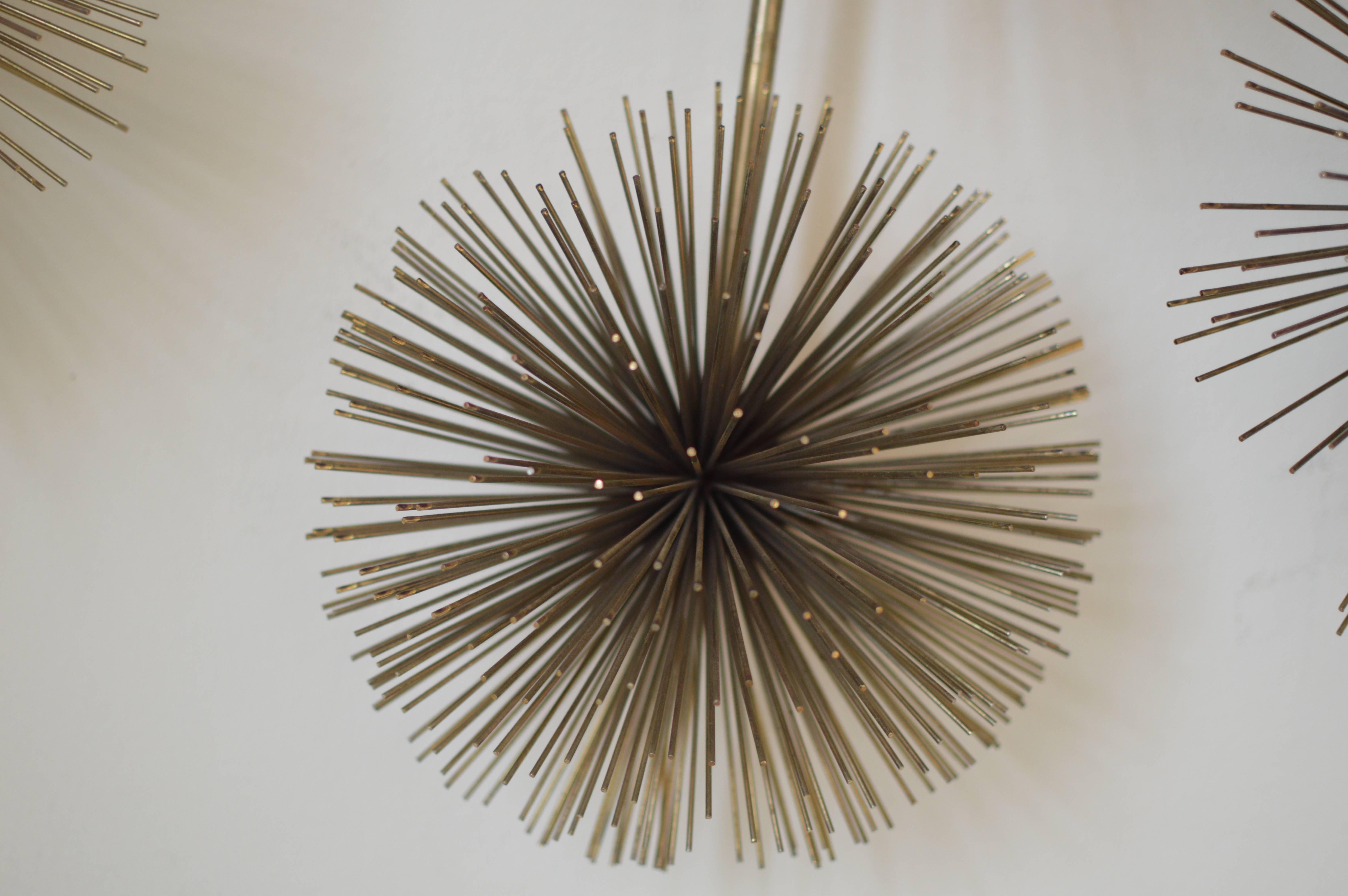 Late 20th Century Curtis Jere 1979, Brass Pom Pom or Sea Urchin Wall Sculpture