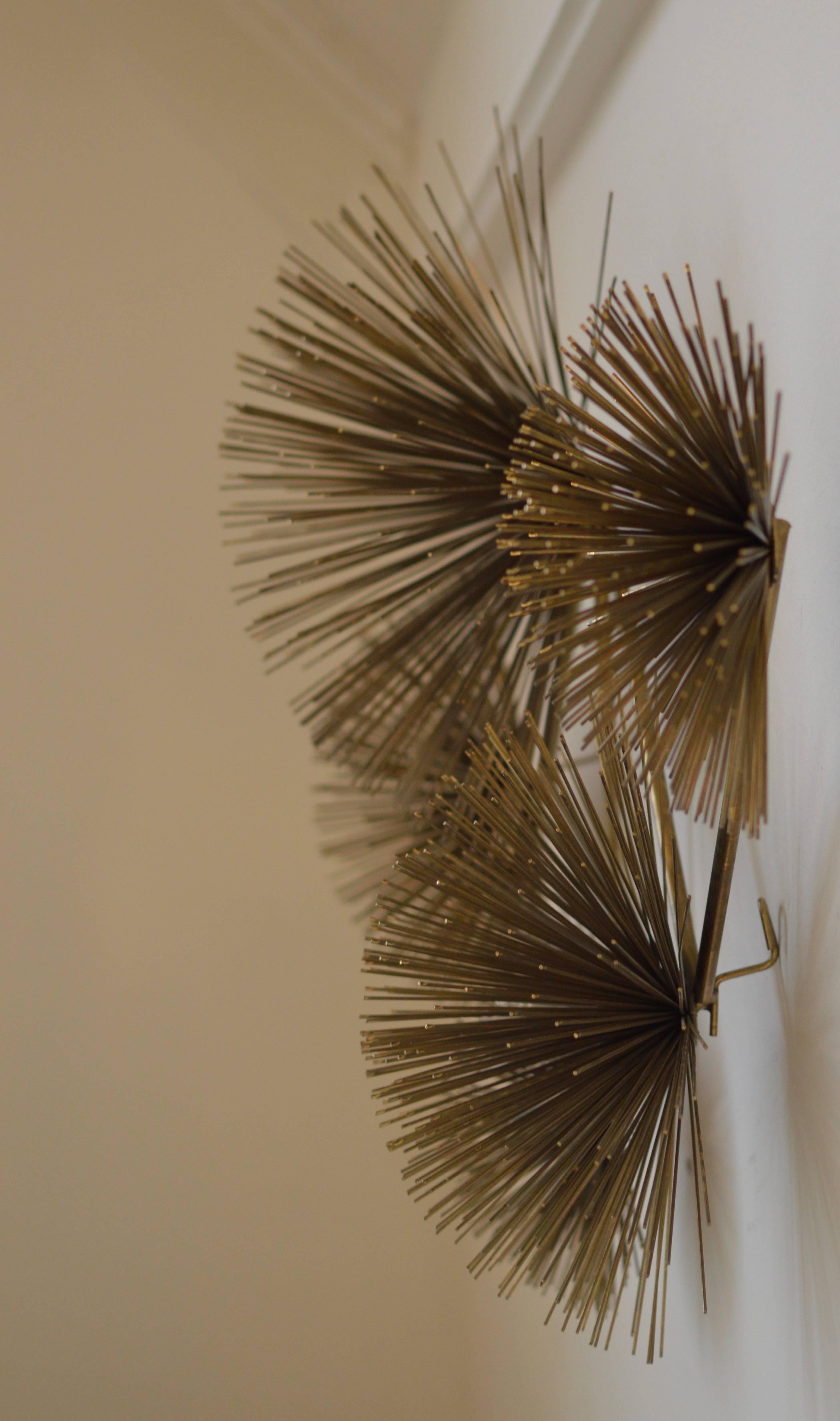 Mid-Century Modern Curtis Jere 1979, Brass Pom Pom or Sea Urchin Wall Sculpture