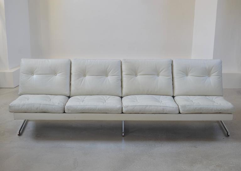 White Leather Loose Cushion Sofa by Poul Nørreklit at 1stDibs