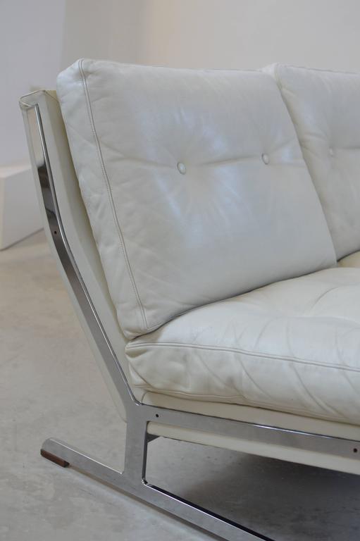 White Leather Loose Cushion Sofa by Poul Nørreklit at 1stDibs