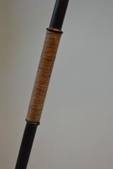 Rope Wrapped Faux Bamboo Floor Lamp with 'Chinese Hat' - Attr. Jacques Adnet