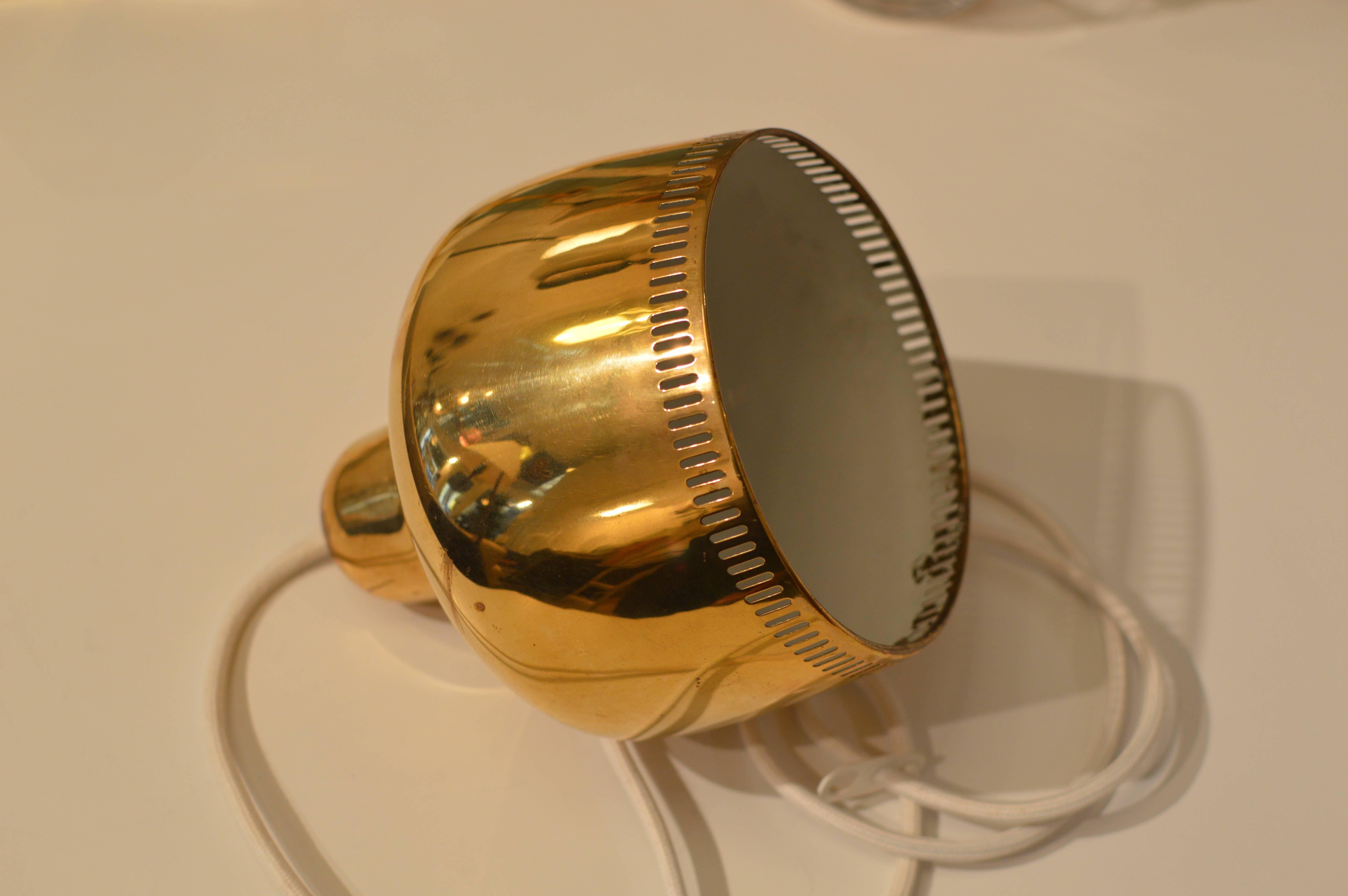 Scandinavian Modern Early Brass Golden Bell Pendant by Alvar Aalto